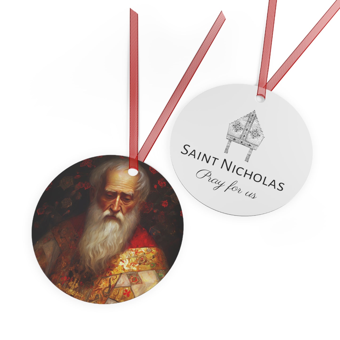 Saint Nicholas - Religious Holiday Christmas Ornament and Keepsake - Double sided Keepsake Religious Ornament