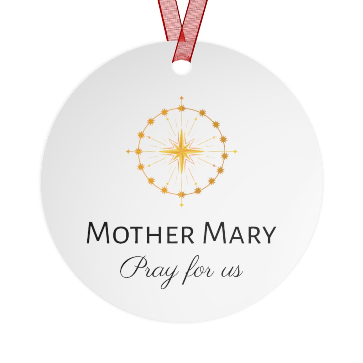 Golden Mary - Radiant Tribute to Our Lady of the Gate of Dawn Metal Ornament - Religious Holiday Christmas Ornament and Keepsake