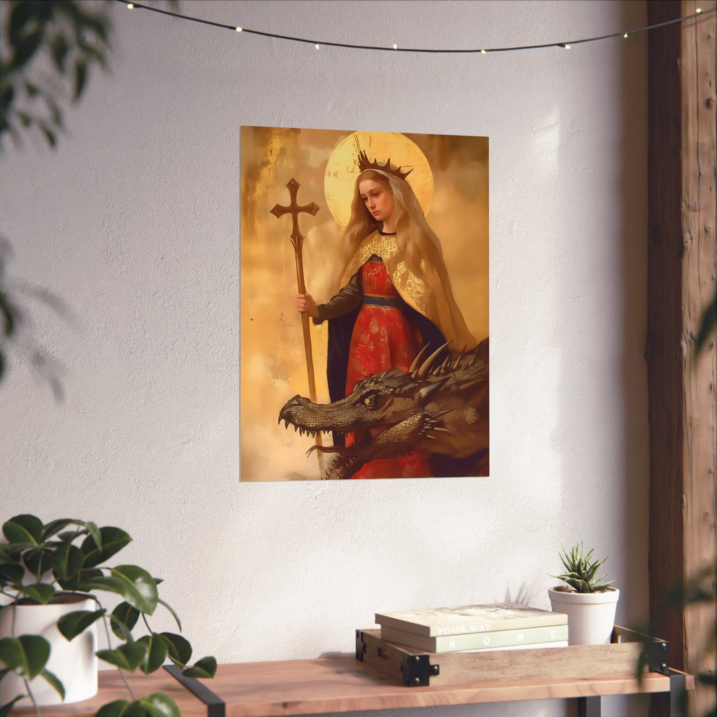 Saint Margaret of Antioch - Sanctified Souls Print - Multiple Sizes - Premium Posters - Catholic Art - Christian painting
