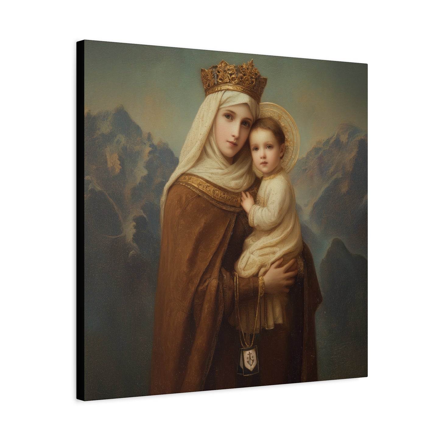 A Cord Between Heaven and Earth - Our Lady of Mount Carmel Wrapped Canvas Print - Multiple Sizes - Catholic Home art Matte Canvas, Stretched