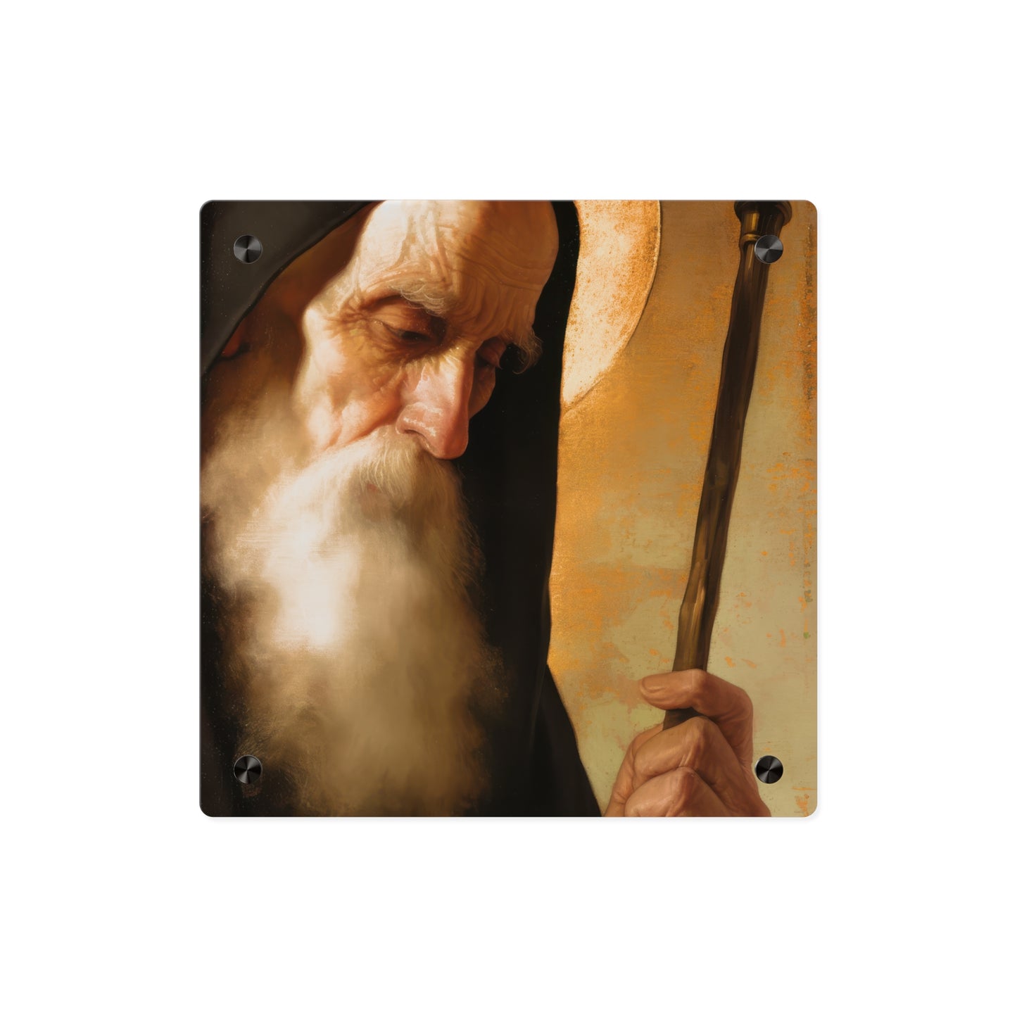 Saint Benedict Wall Art Panel - Ready to Hang Acrylic Print - Catholic Saint Art - Patron Saint Print - No Frame needed