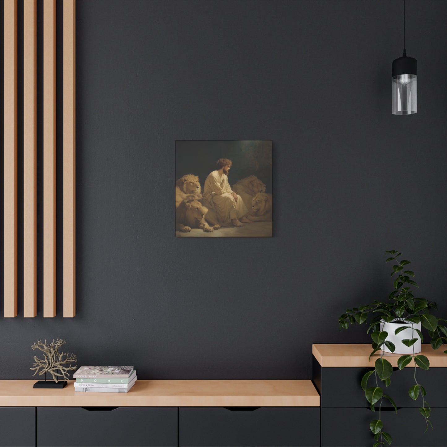 Faith Amid the Beasts - Daniel in the Lions Den - Museum Wrapped Canvas - Sanctified Souls Print - Religious Art for your Home