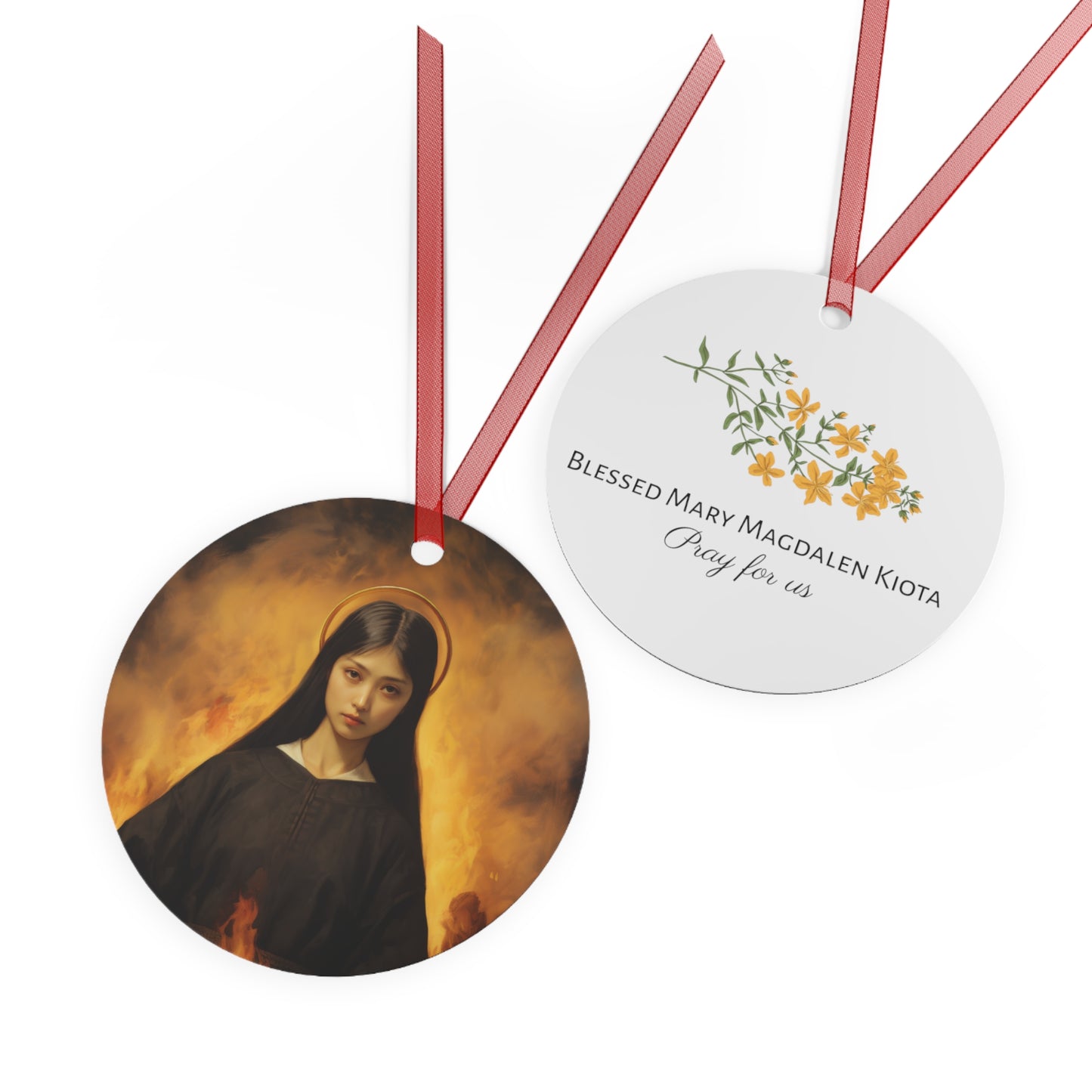 Blessed Mary Magdalen Kiota Metal Ornament - Religious Holiday Christmas Keepsake - Religious Catholic Tree Ornament - Holiday Art Piece