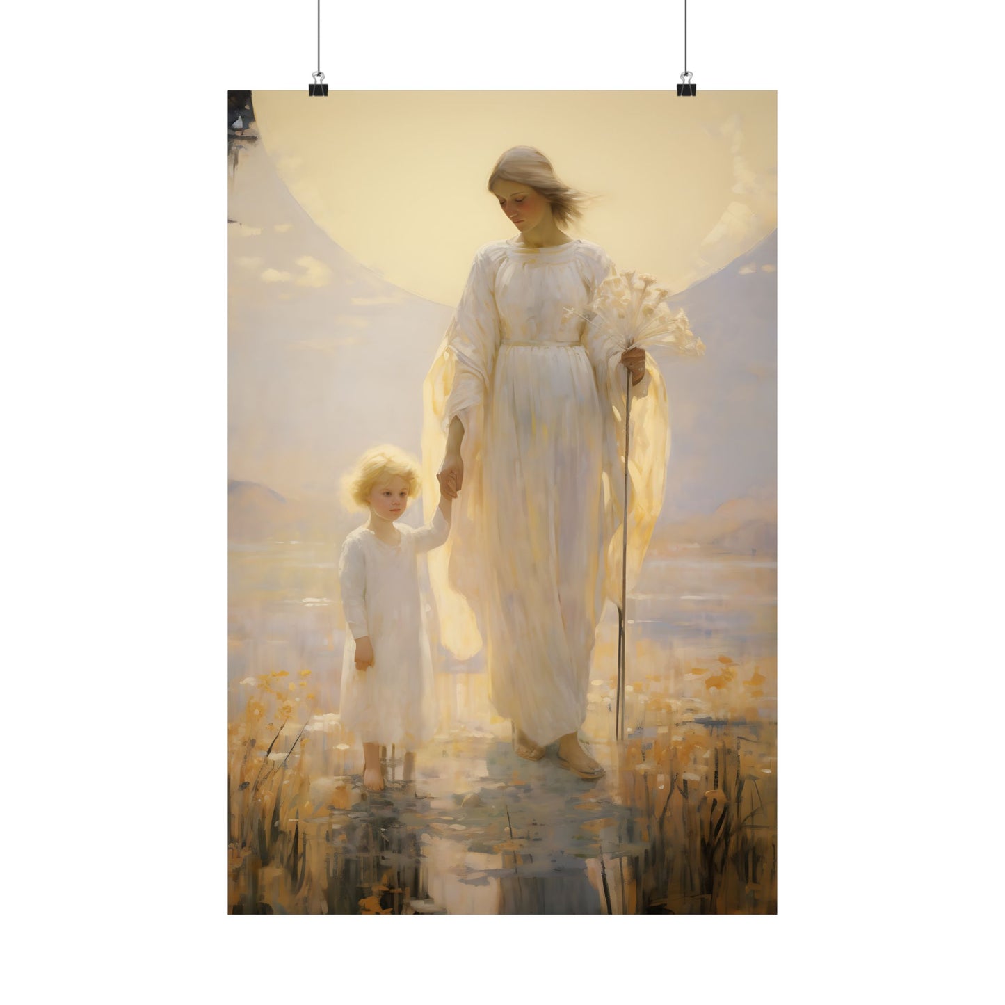 Serenity in Motherhood Print - Sanctified Souls Print - Multiple Sizes - Matte Poster - Mother's Print - Art for Nursery - Mother & child