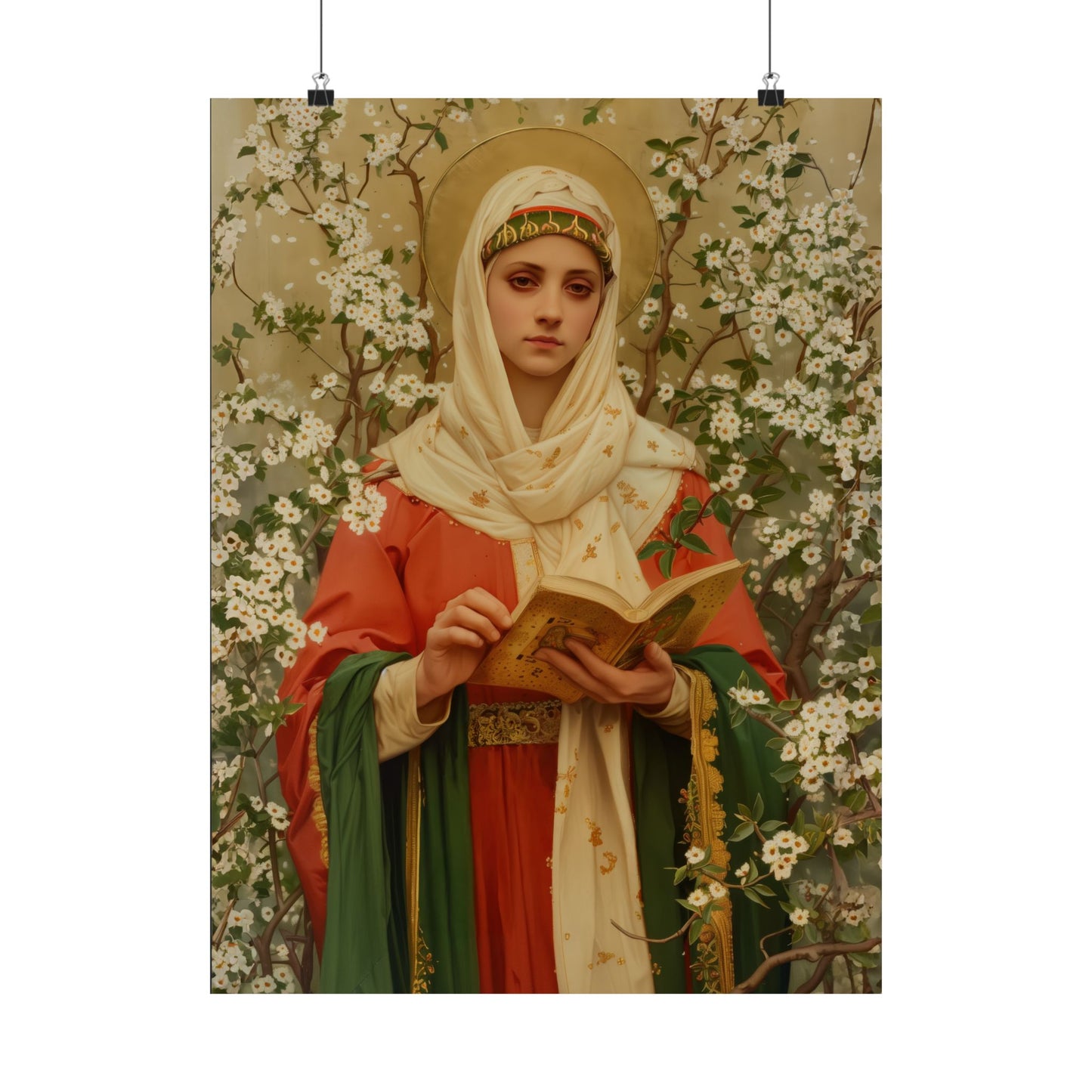 Saint Amelia / Saint Amalberga - Sanctified Souls Print - Multiple Sizes - Premium Posters - Catholic Art - Christian painting