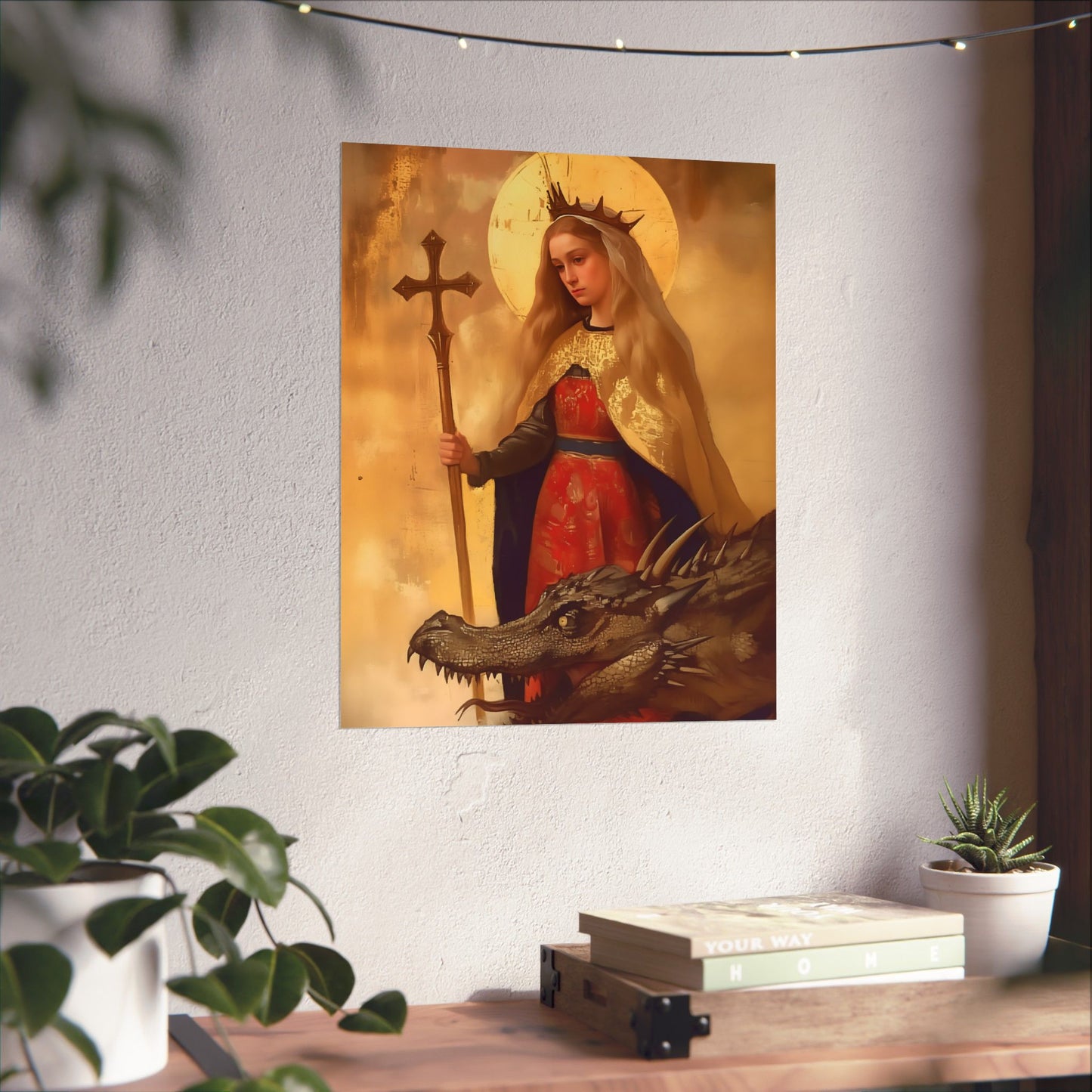 Saint Margaret of Antioch - Sanctified Souls Print - Multiple Sizes - Premium Posters - Catholic Art - Christian painting