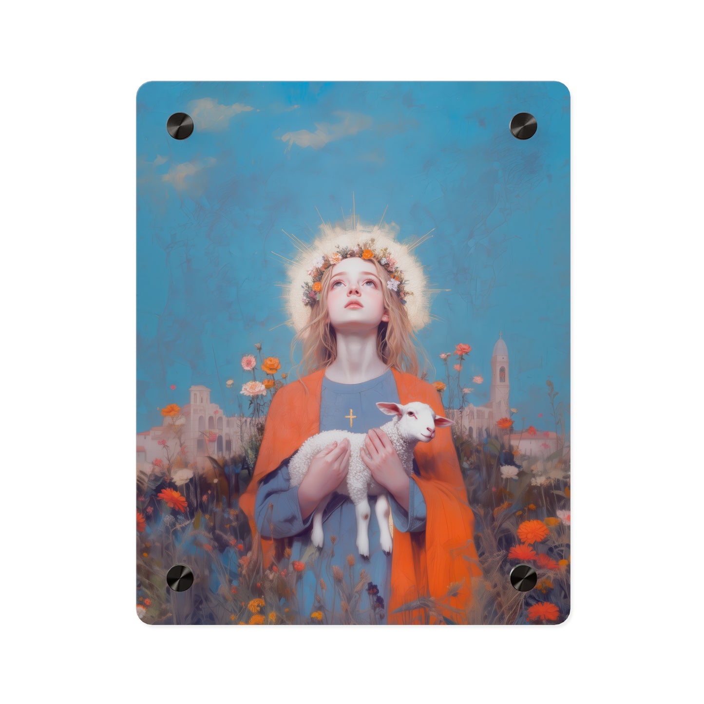 Saint Agnes of Rome Wall Art Panel - Ready to Hang Acrylic Print - Catholic Saint Art - Patron Saint Print - No Frame needed