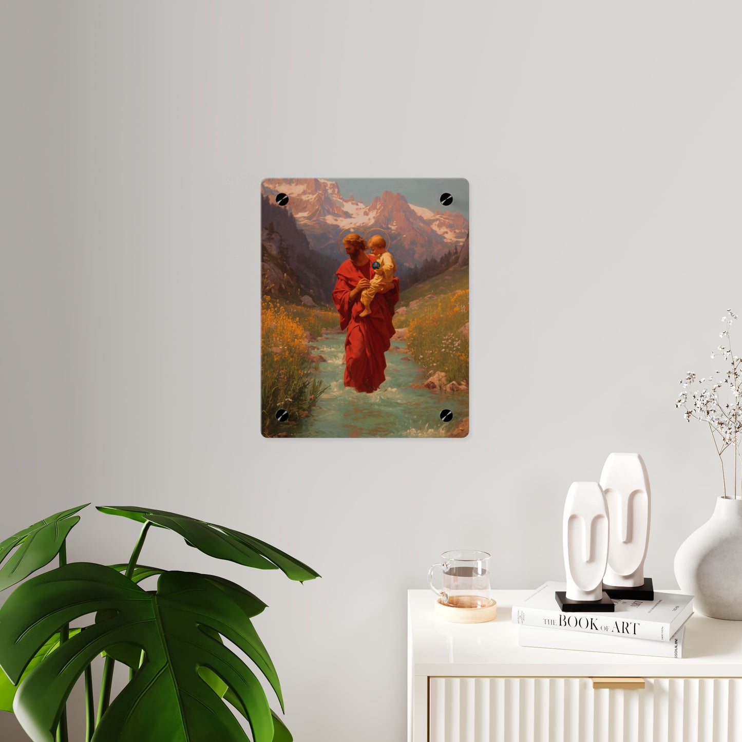 Saint Christopher Wall Art Panel - Ready to Hang Acrylic Print - Catholic Saint Art - Patron Saint Print - No Frame needed