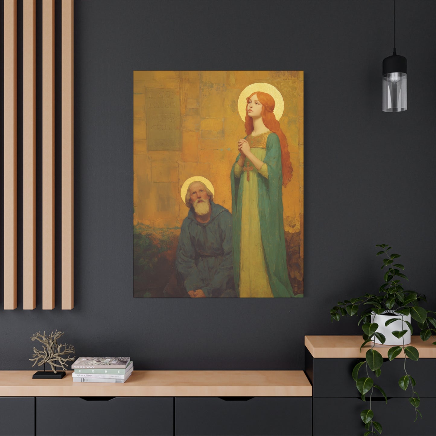 Saints Justina and Cyprian - Multiple Sizes - Catholic Home art - Museum Wrapped Canvas - Sanctified Souls Print - Catholic Martyr Art