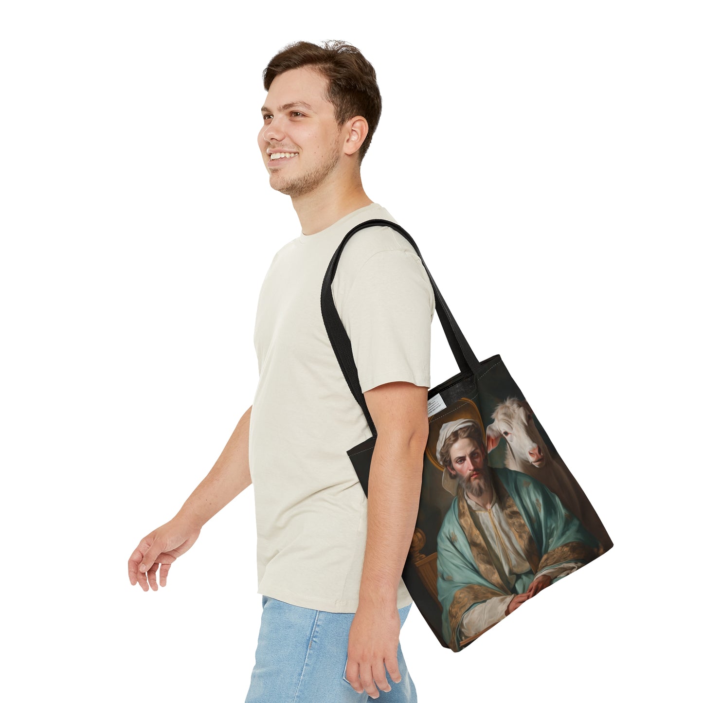 Saint Luke the Evangelist Tote Bag - Large Medium Small Faith Art Bag - Re usable Tote Purse - Double Sided - Catholic Art Bag