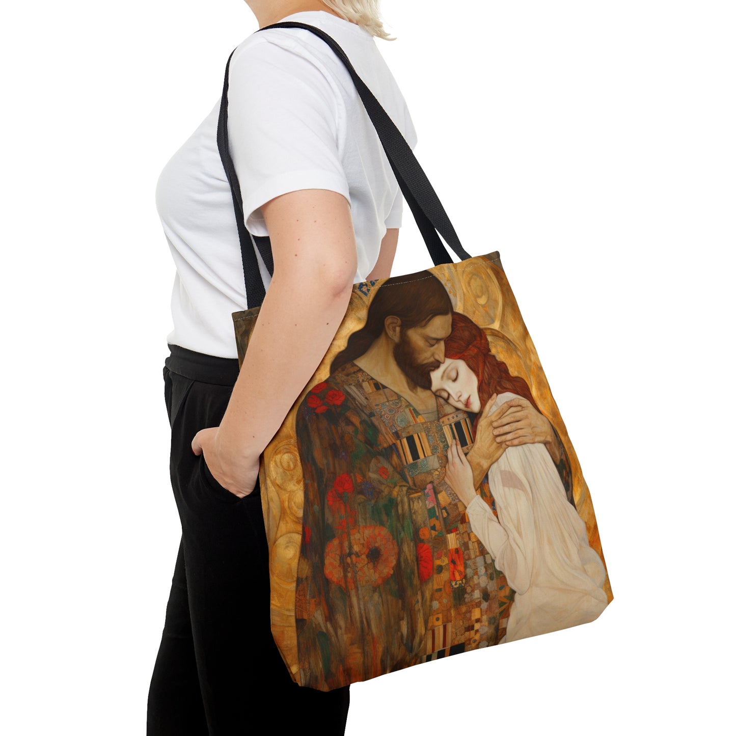 Christ Embracing Mary Magdalene Tote Bag - Catholic faith inspired carry-all purse - day to day bag - Bible Bag