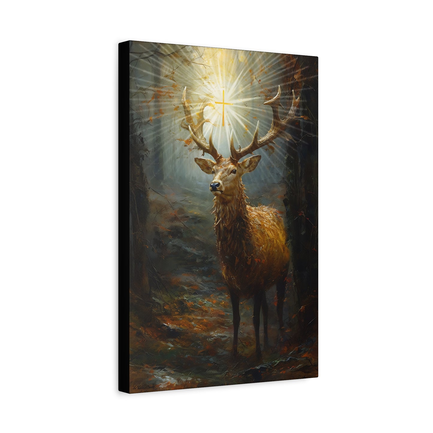 The Stag of Saint Hubert / Saint Hubertus Stag - Museum Wrapped Canvas - Sanctified Souls Print - Religious Art for your Home