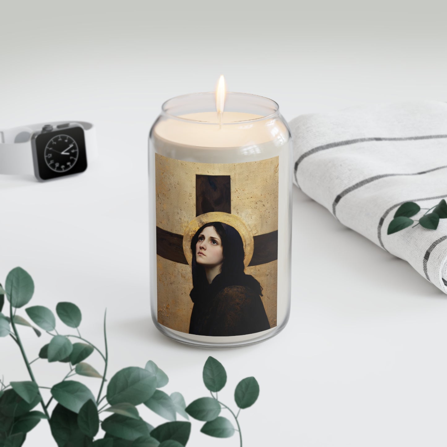 Our Lady of the Cross - Mother Mary - Our Lady of the Crucifix - Marian Art - Scented Prayer Candle, 13.75oz - Tall Size - Religious