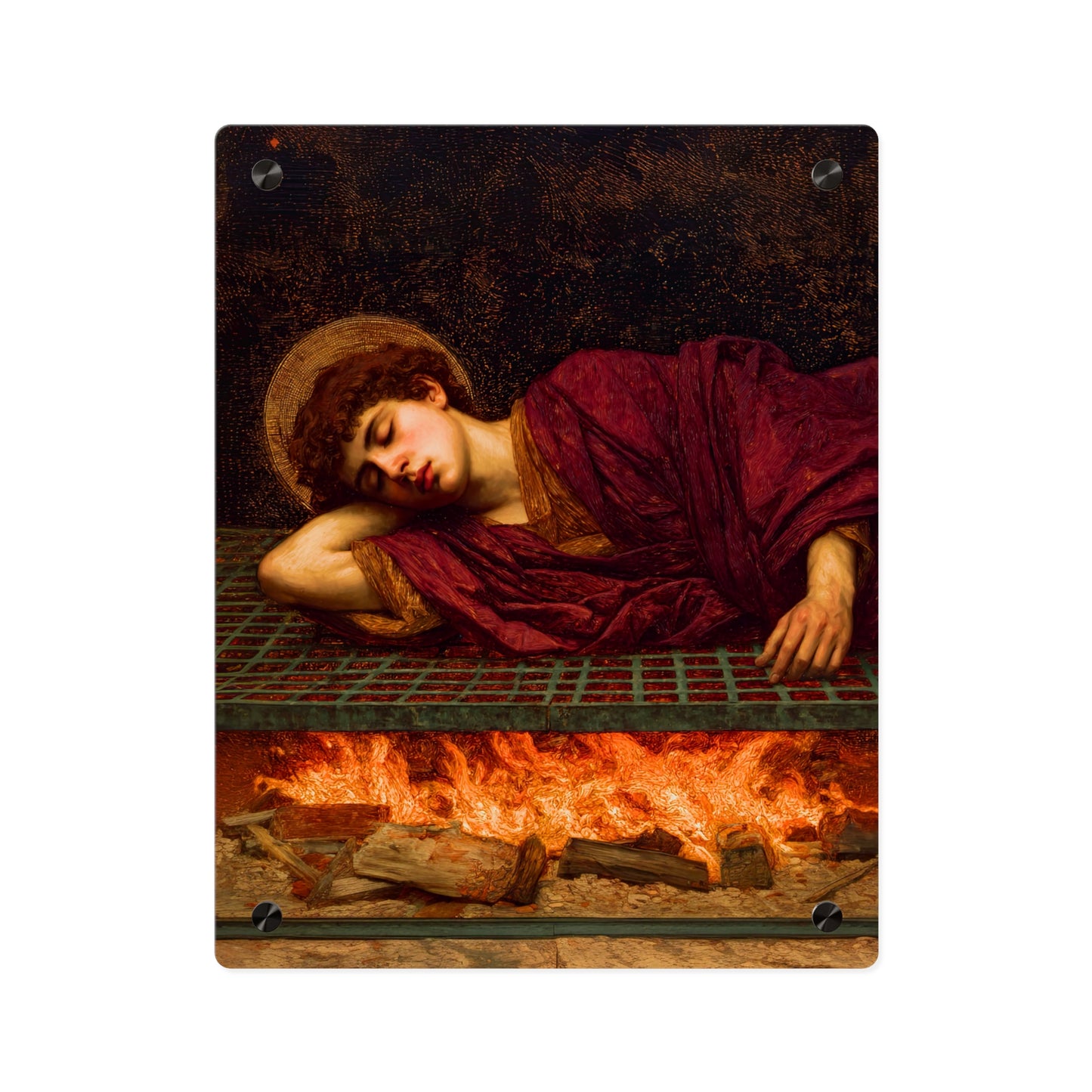 Saint Lawrence Wall Art Panel - Ready to Hang Acrylic Print - Catholic Saint Art - Patron Saint Print - No Frame needed