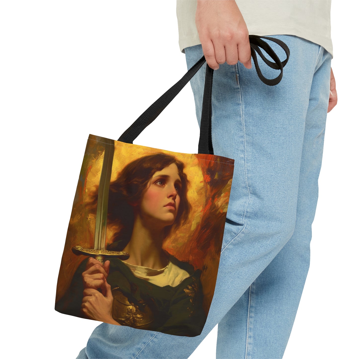Saint Joan of Arc Tote Bag - Three sizes - Large Medium Small Faith Art Bag - Catholic purse - Double Sided - Patron Saint Art