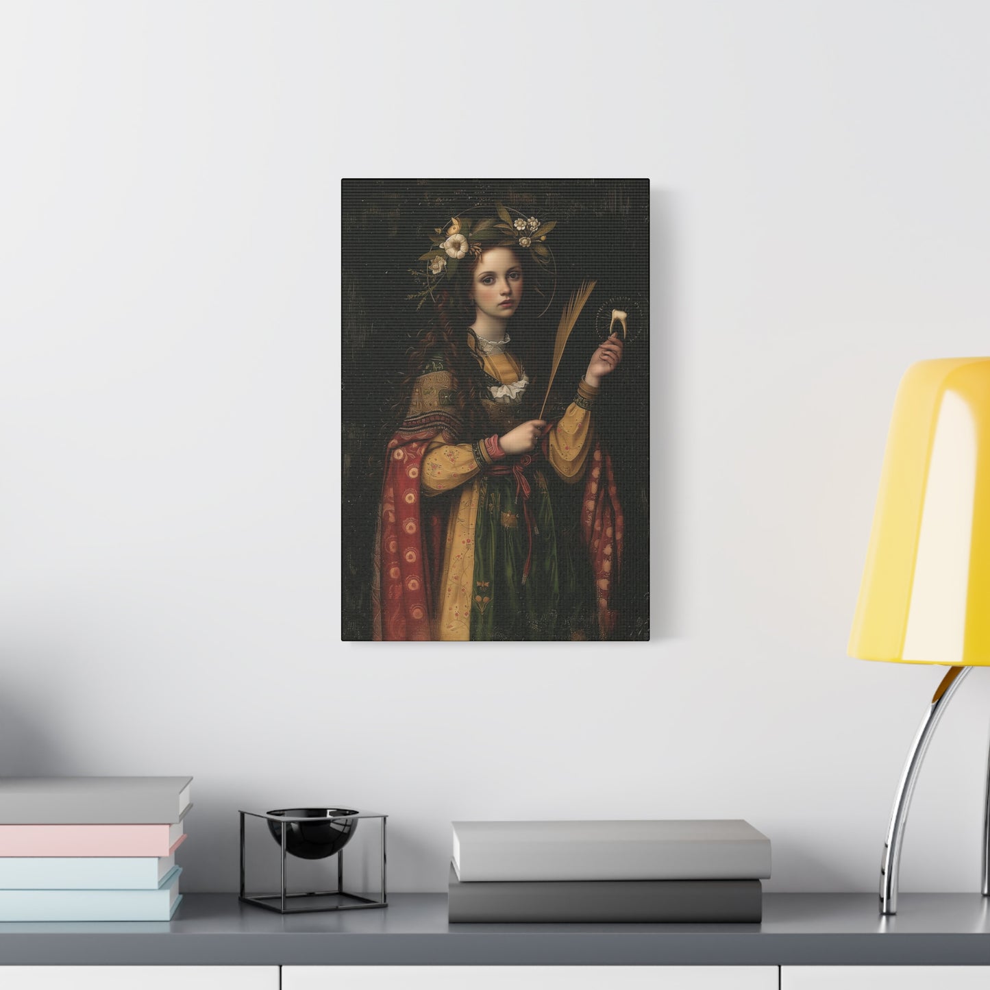 Saint Apollonia - Museum Wrapped Canvas - Print - Religious Art for your Home - Catholic art print - prayer room art
