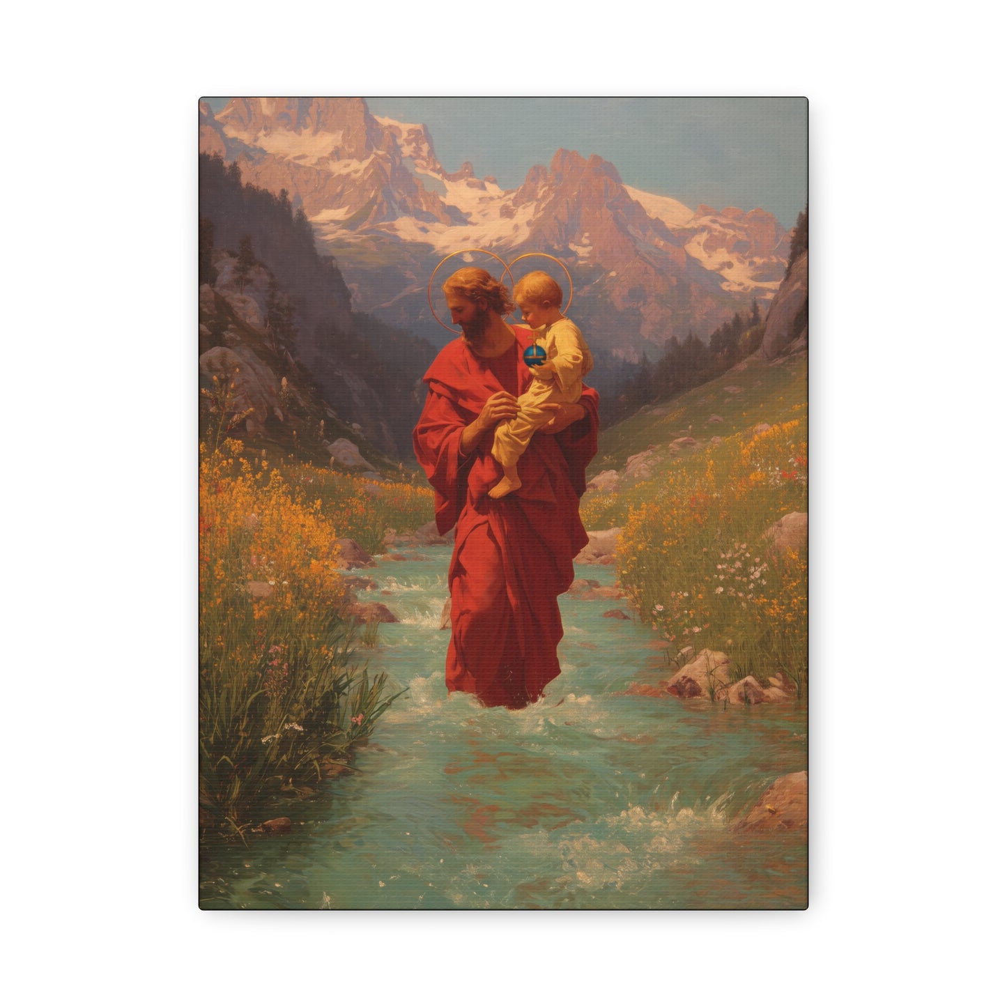 Saint Christopher - Museum Wrapped Canvas - Sanctified Souls Print - Religious Art for your Home