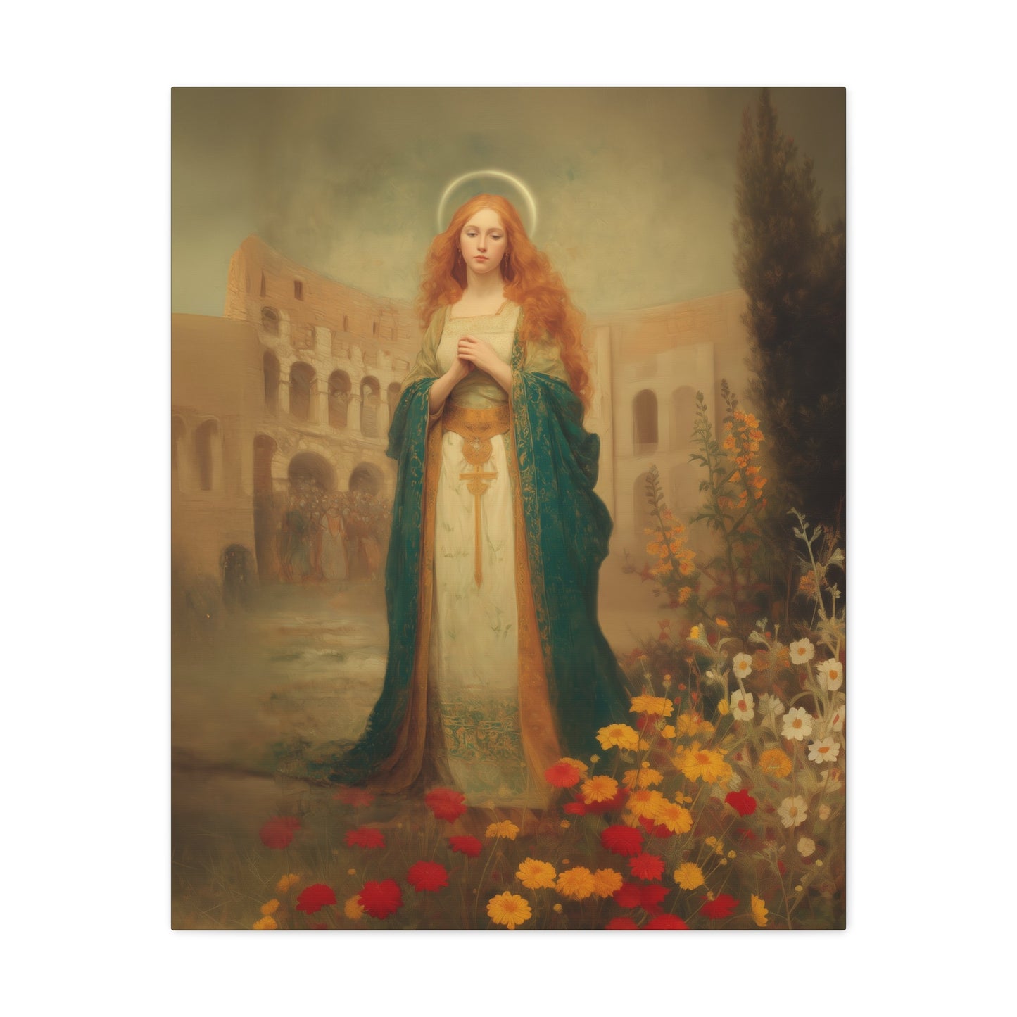 Saint Justina - Multiple Sizes - Catholic Home art - Museum Wrapped Canvas - Sanctified Souls Print - Catholic Martyr Art