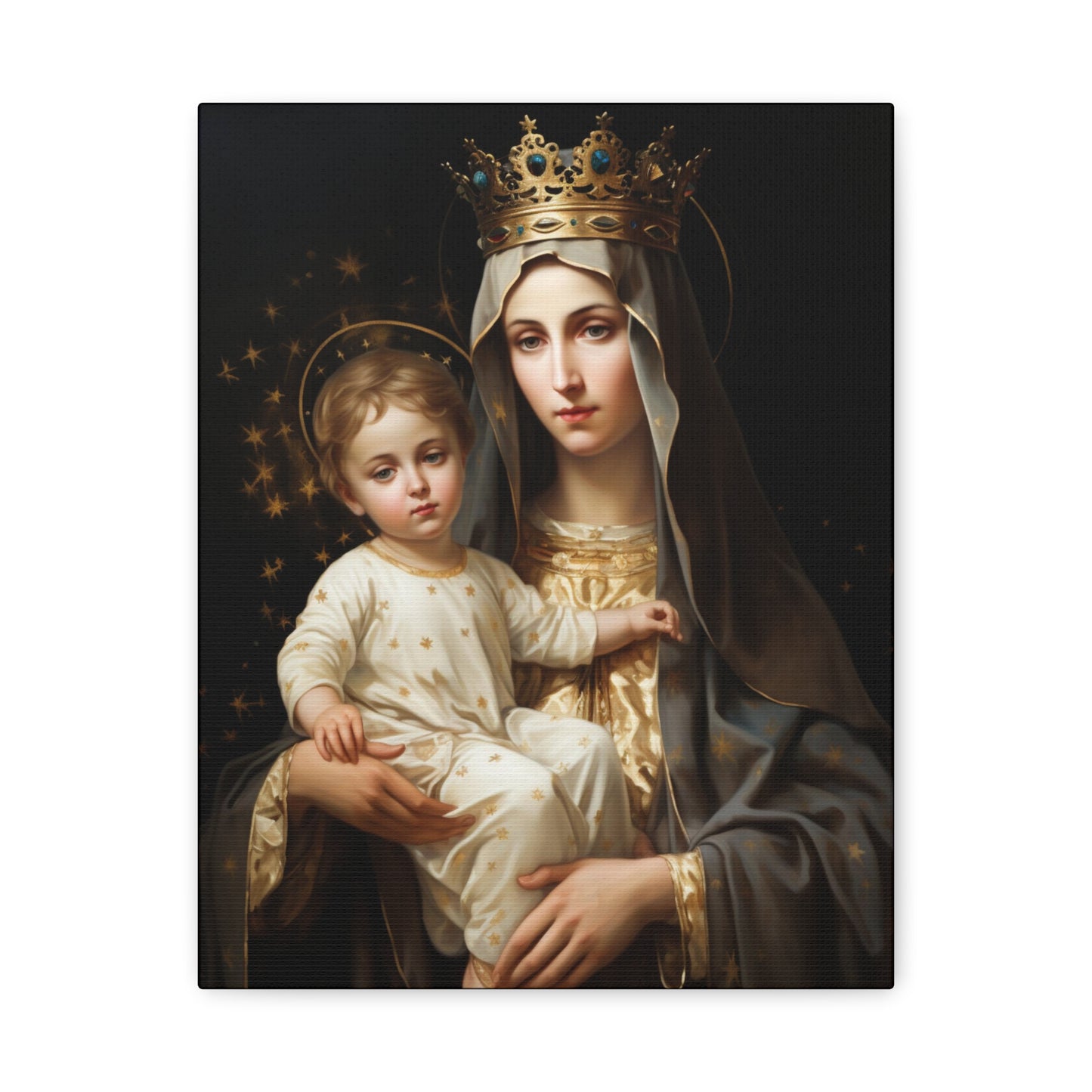Our Lady of Mount Carmel - Museum Wrapped Canvas - Sanctified Souls Print - Mary the Blessed Virgin