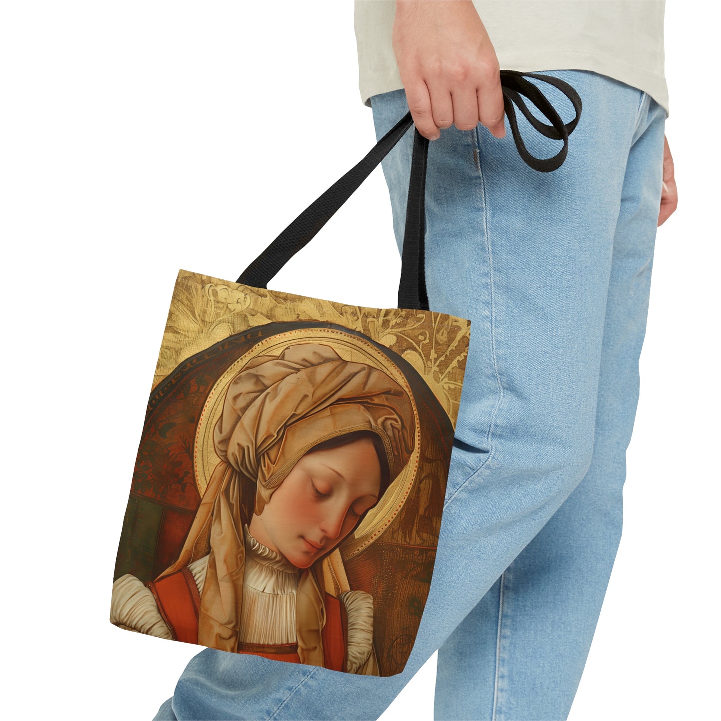 Saint Anne Line Tote Bag - Purse - Three sizes - Large Medium Small Faith Art Bag - Catholic faith inspired carry-all purse - Double Sided