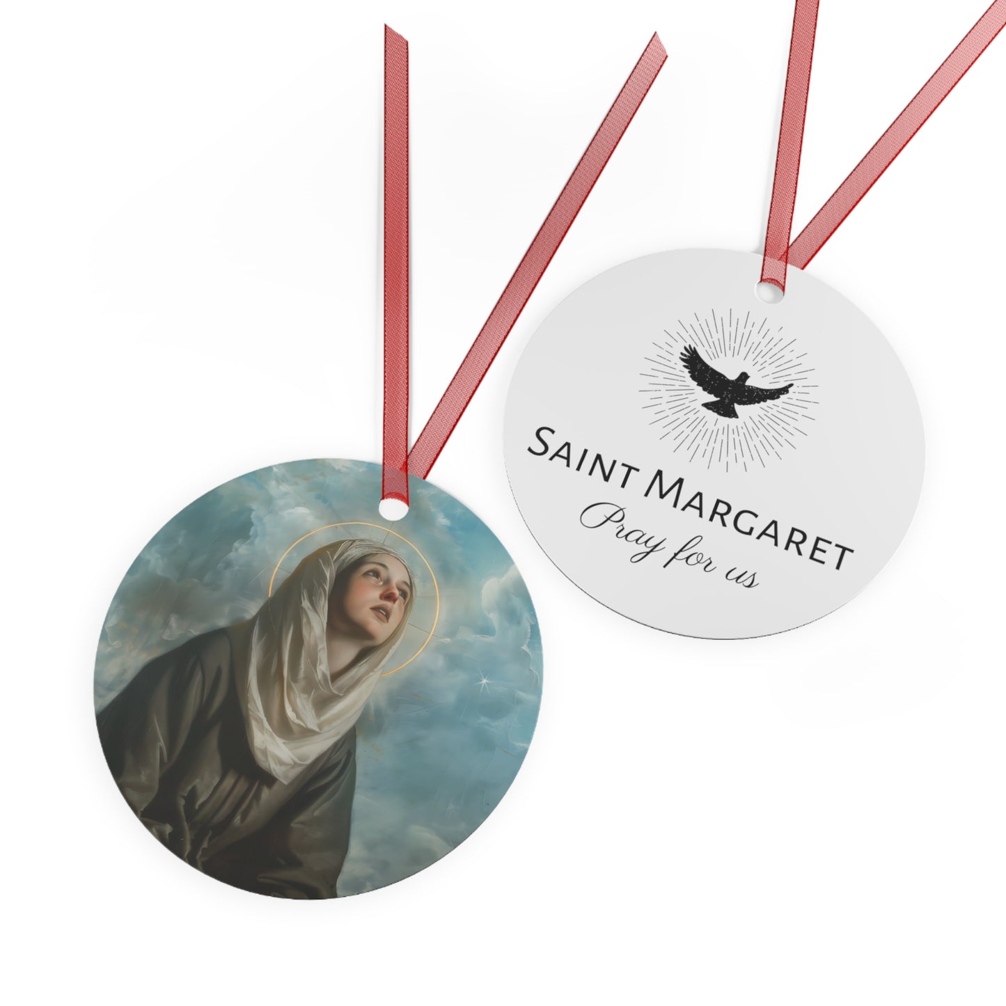 Saint Margaret of Cortona Metal Ornament - Religious Holiday Christmas Ornament - Double sided - Catholic Keepsake - Religious Gift