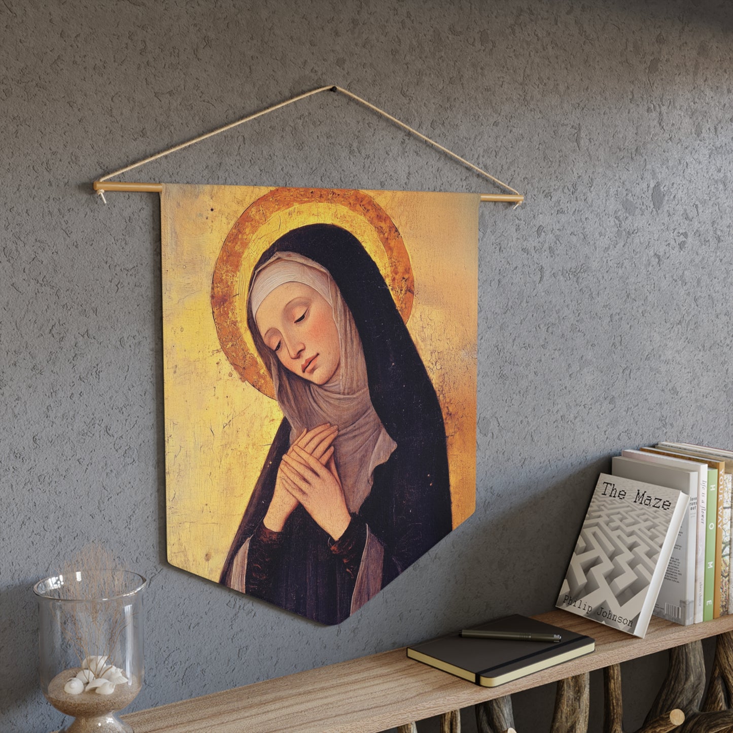 Saint Syncletica of Alexandria - Desert Mother - Pennant / Banner / Wall Hanging - Prayer room - Catholic Art - Large - 18" x 21"