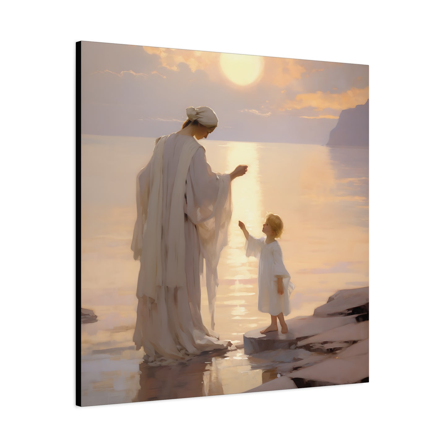 Divine Maternal Grace Museum Wrapped Canvas - Sanctified Souls Print - Mother & Child Nursery Art - New Mother - Religious Art for Mothers