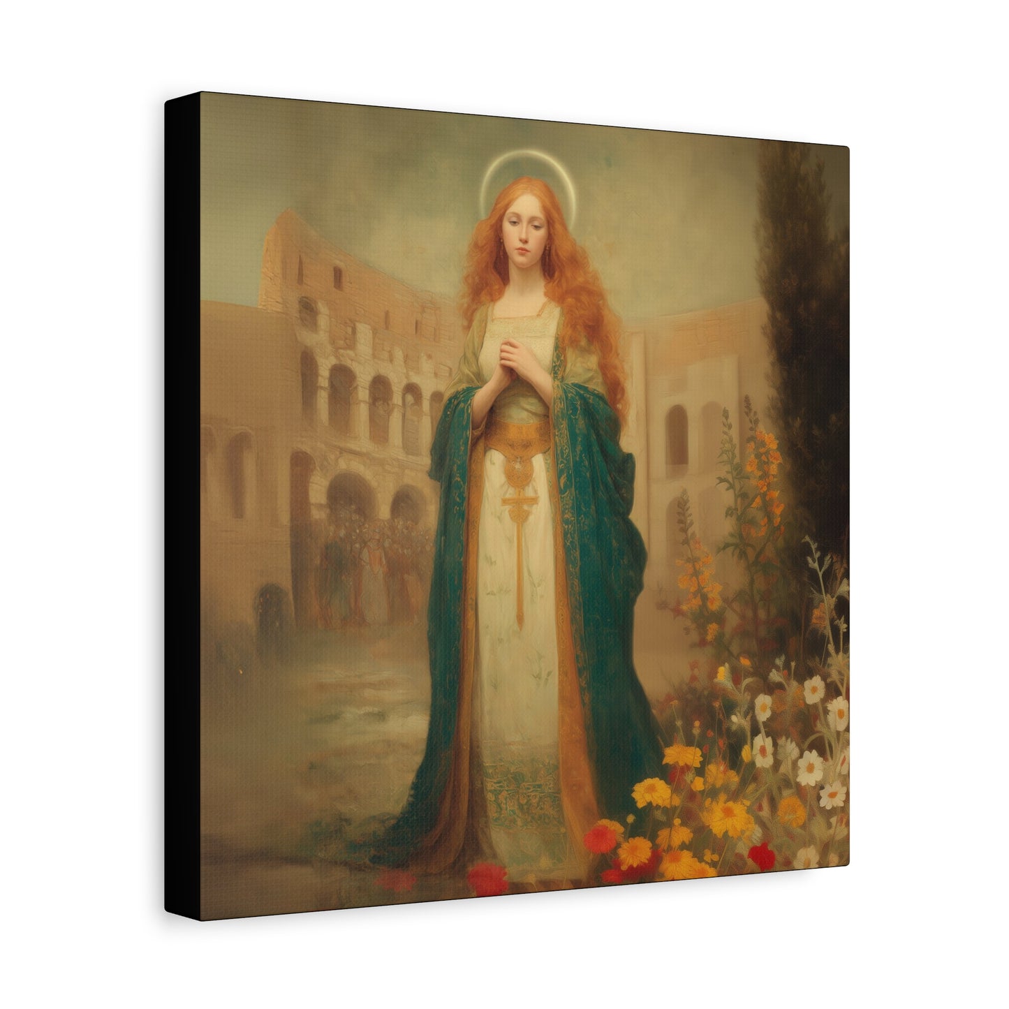 Saint Justina - Multiple Sizes - Catholic Home art - Museum Wrapped Canvas - Sanctified Souls Print - Catholic Martyr Art