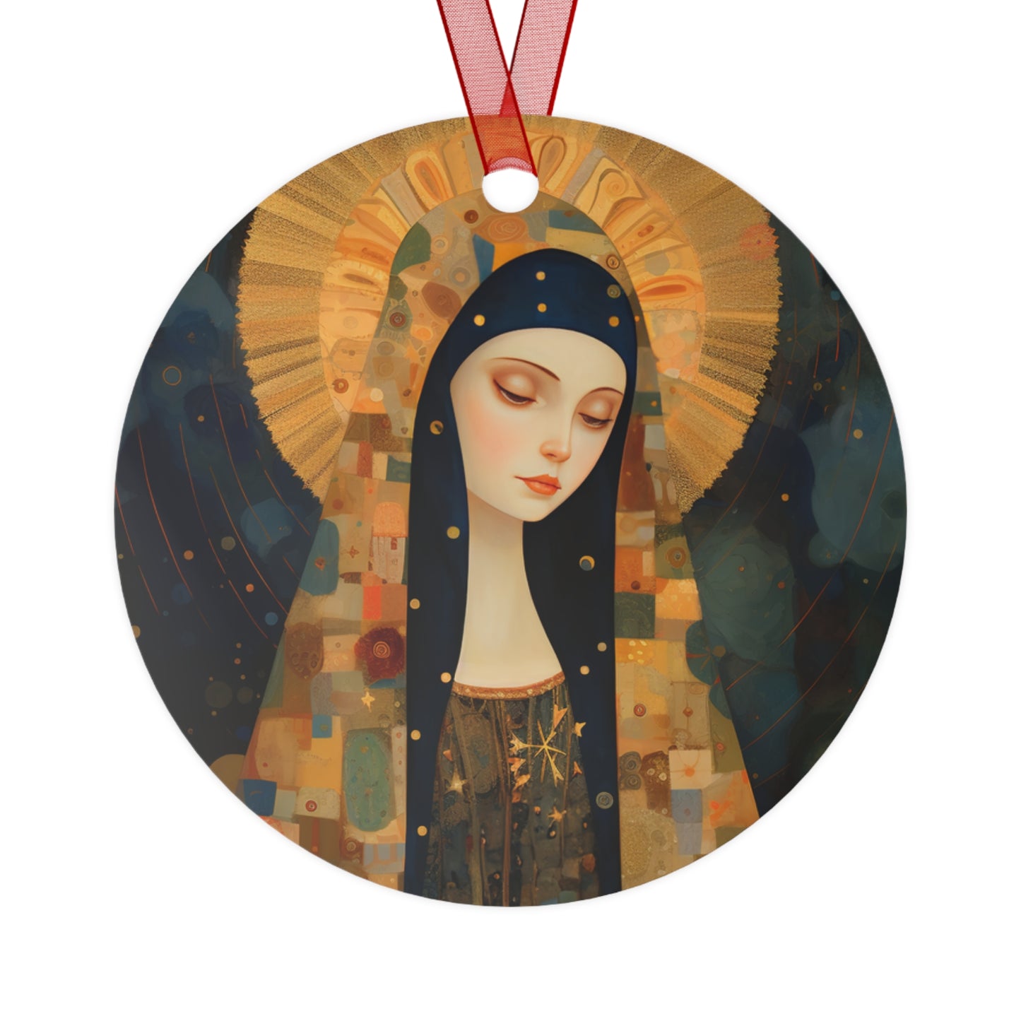 The Eternally Beloved: Mary in Art Metal Ornament - Religious Holiday Christmas Ornament and Keepsake - Double sided