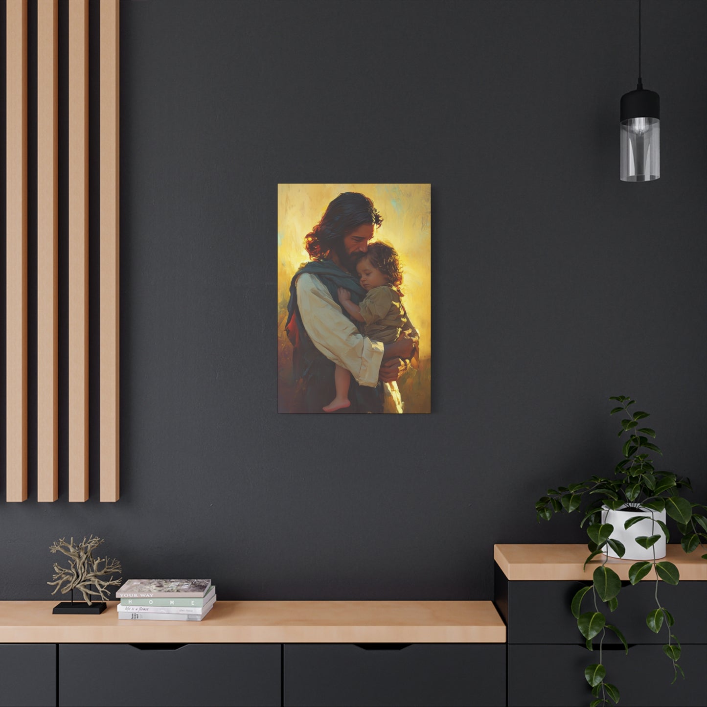 Divine Protector of the Innocent - Christ and Child - Museum Wrapped Canvas - Print - Religious Art for your Home - Christian art print