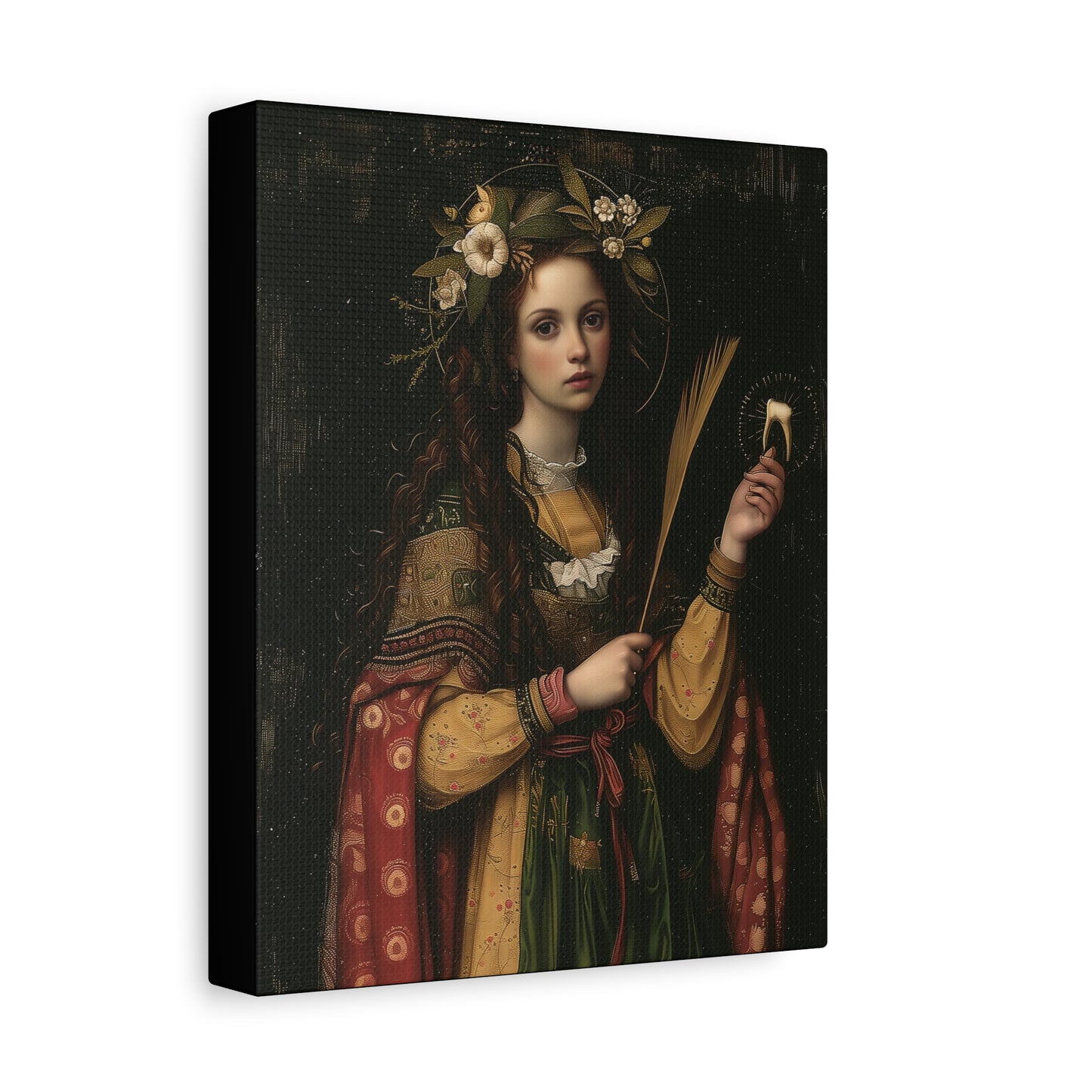 Saint Apollonia - Museum Wrapped Canvas - Print - Religious Art for your Home - Catholic art print - prayer room art