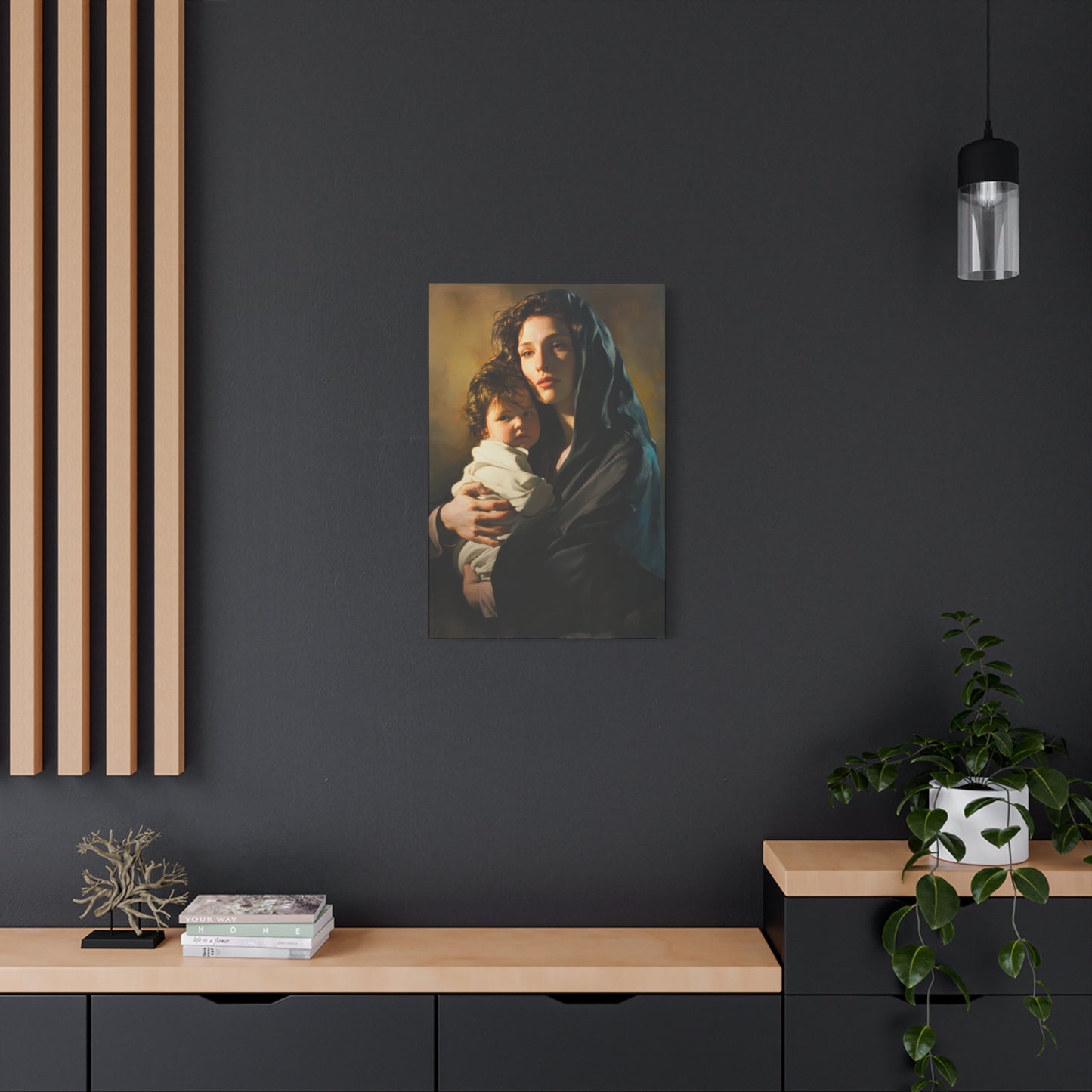 A mother's Gentle Embrace - Mary and The Christ Child - Museum Wrapped Canvas - Print - Religious Art for your Home - Catholic Saint Art