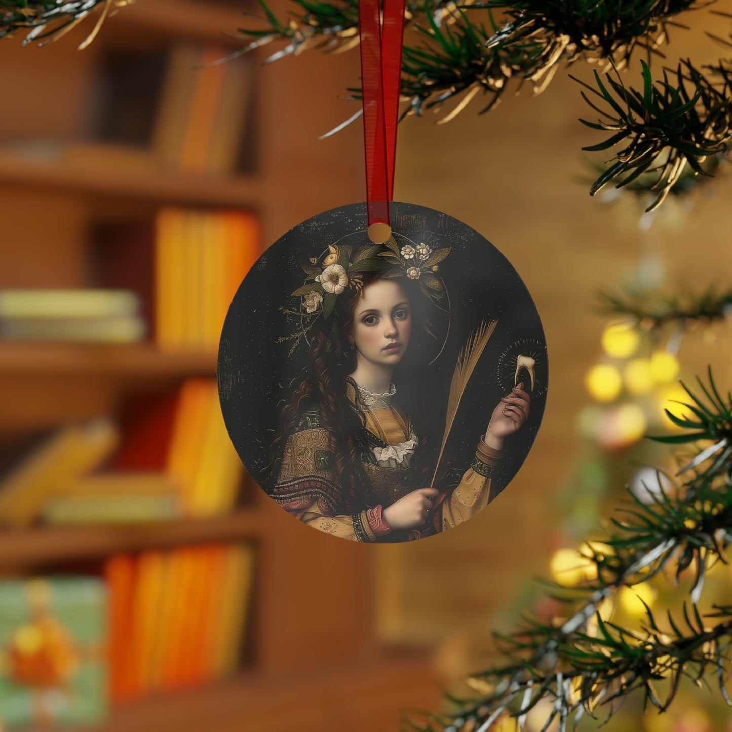 Saint Apollonia Metal Ornament - Religious Holiday Christmas Ornament and Keepsake - Catholic Religious Keepsake