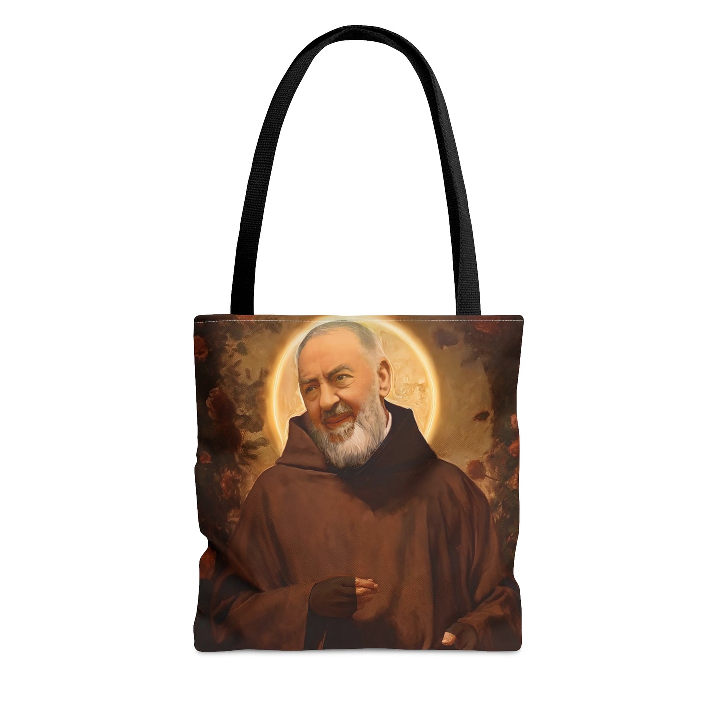 Saint Padre Pio Tote Bag - Large Medium Small Faith Art Bag - Re usable Tote Purse - Double Sided - Catholic Art Bag
