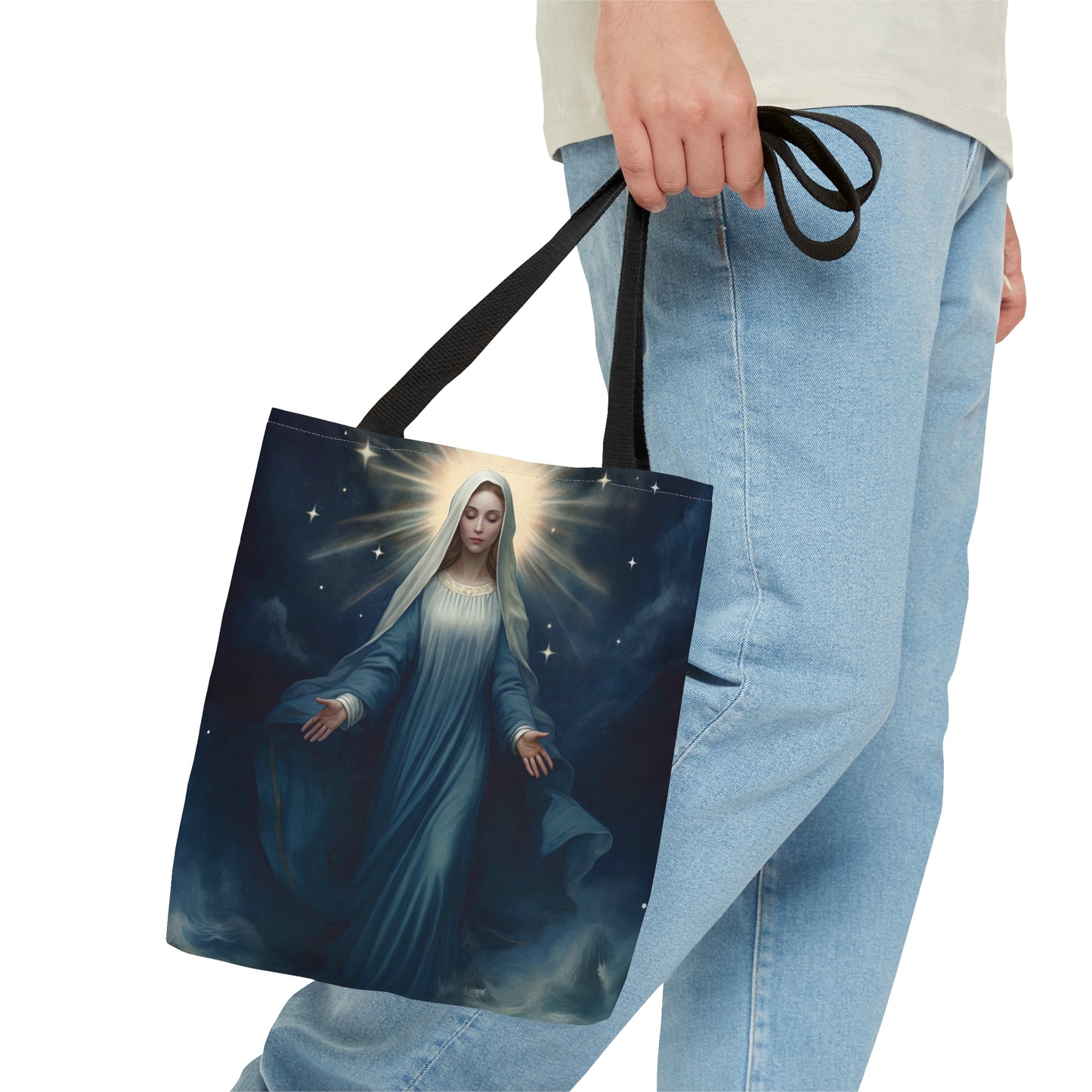 Our Lady Star of the Sea Tote Bag - Large Medium Small Faith Art Bag - Re usable Tote Purse - Double Sided - Catholic Art Bag - Mother Mary
