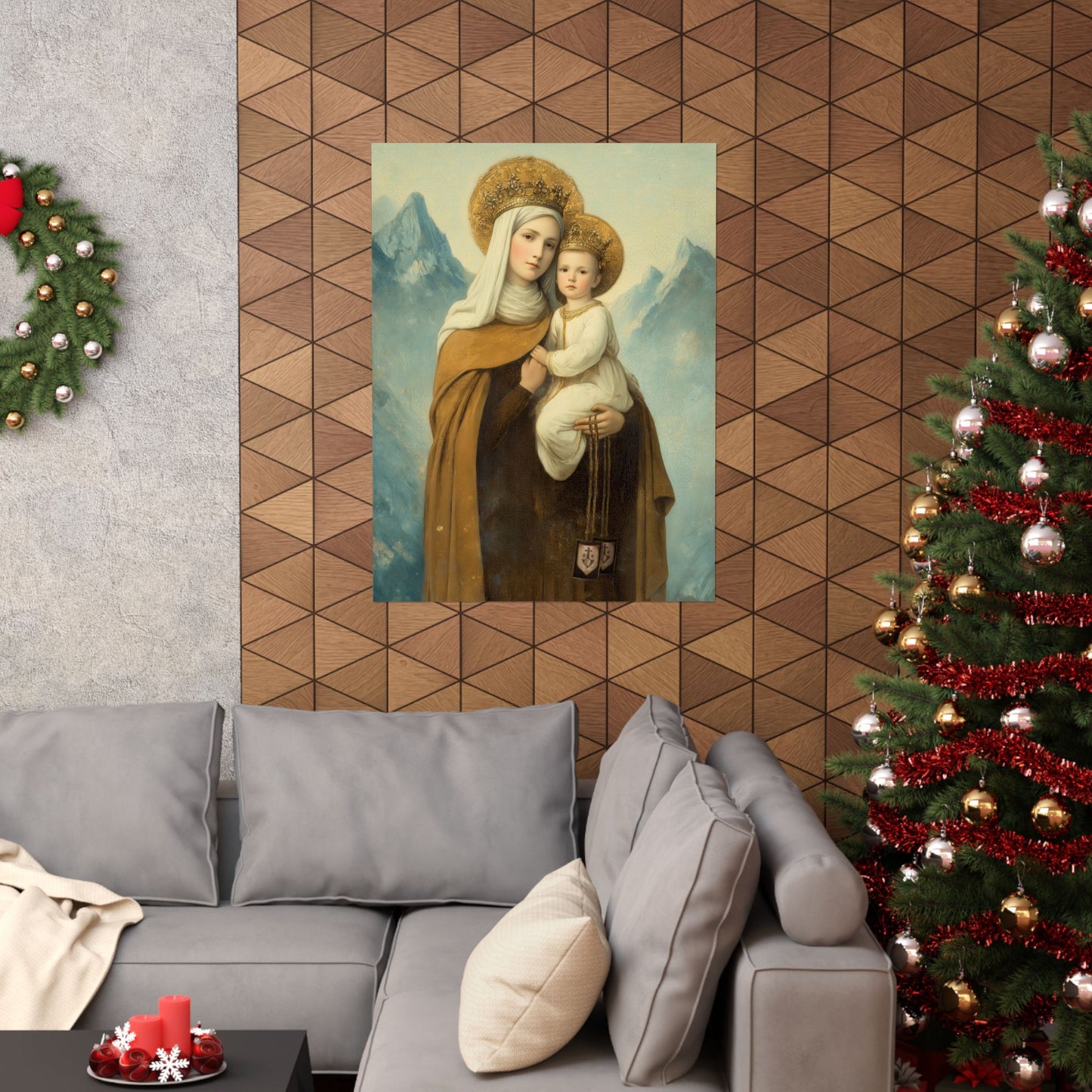 The Gift of the Scapular - Our Lady of Mount Carmel - Sanctified Souls Print - Multiple Sizes - Premium Matte Vertical Posters - Catholic
