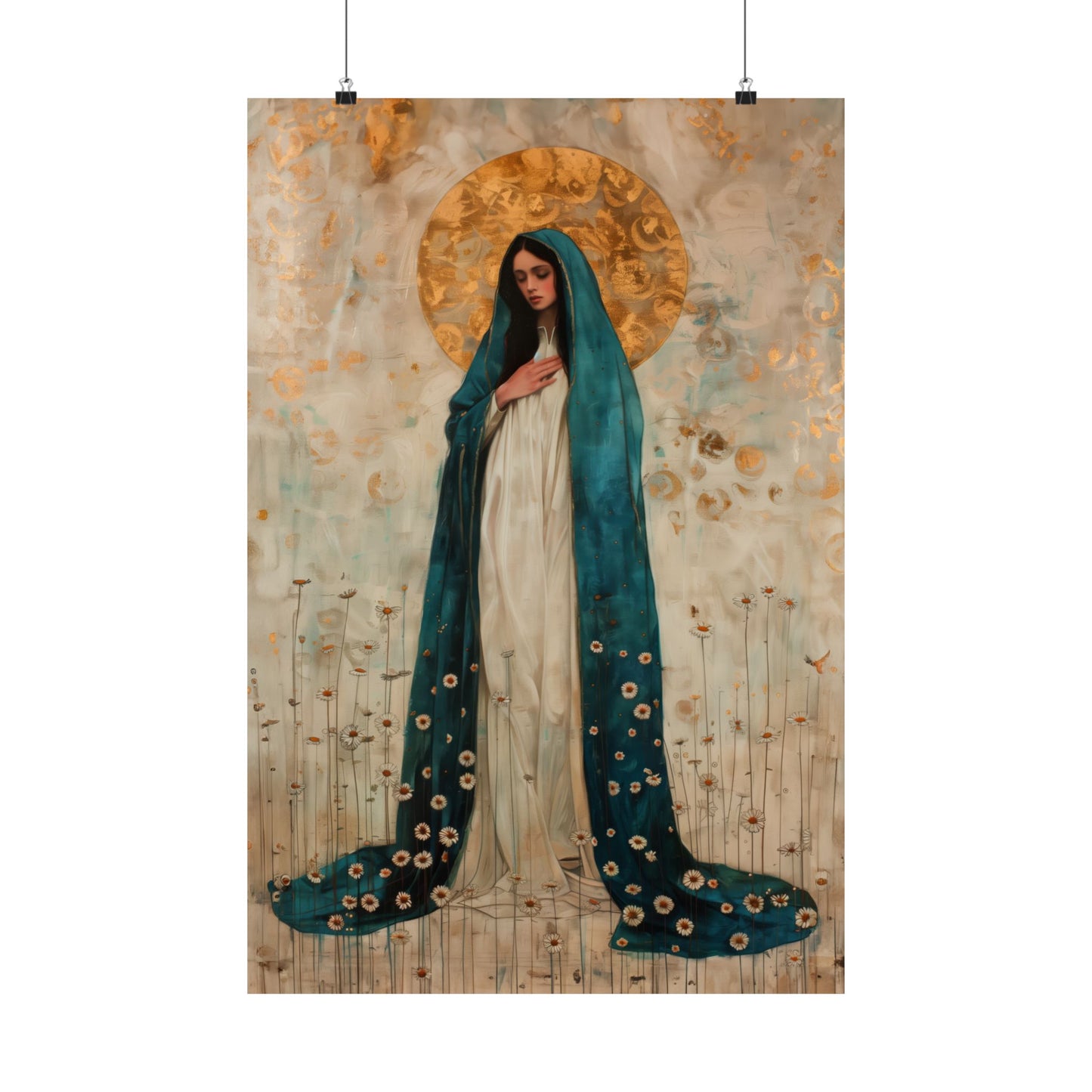 Serene Devotion - Mary's Compassionate Heart Poster Print - Sanctified Souls Print - Multiple Sizes - Premium Posters - Catholic Art