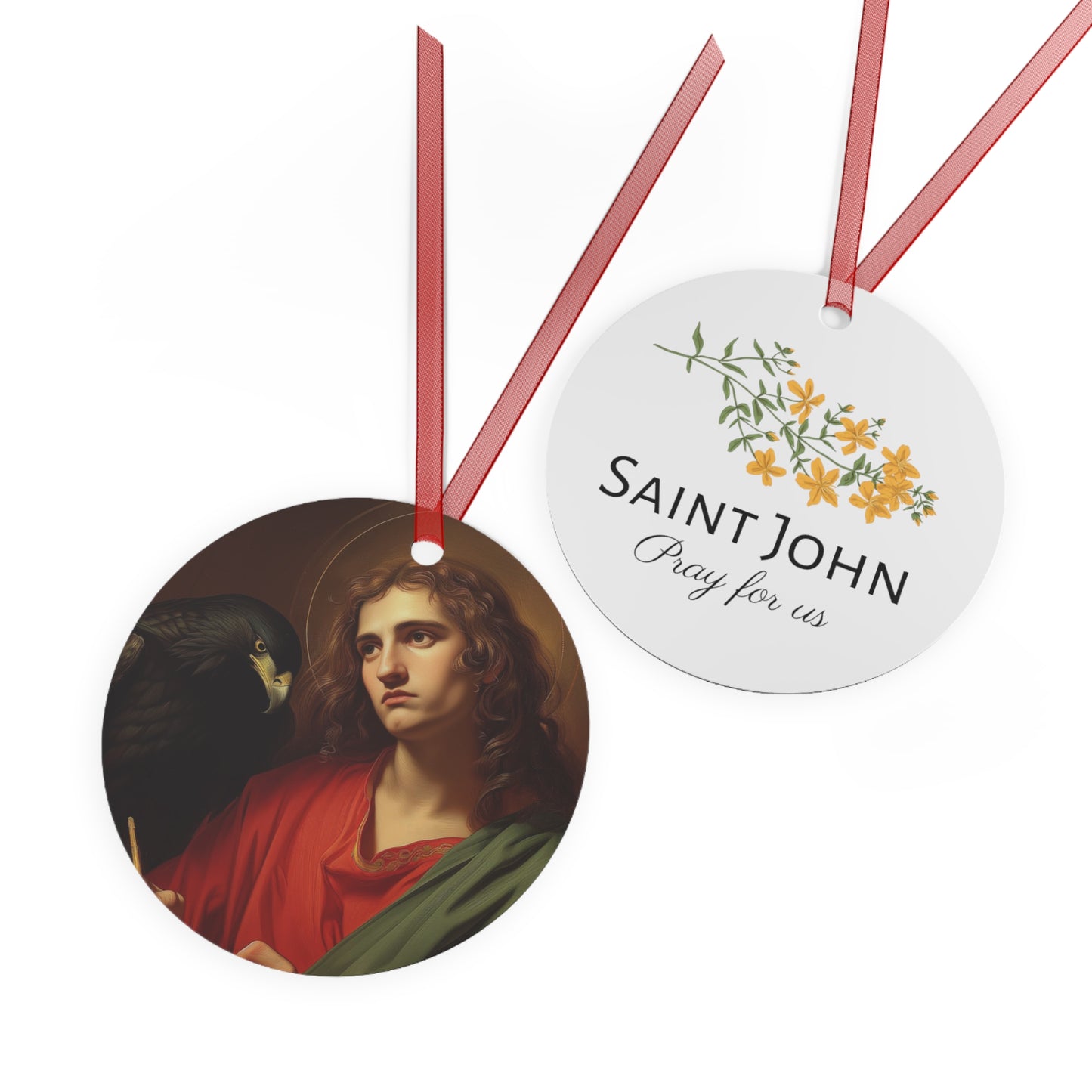 Saint John the Apostle Metal Ornament - Religious Holiday Christmas Ornament and Keepsake - Double sided - Prayer Ornament