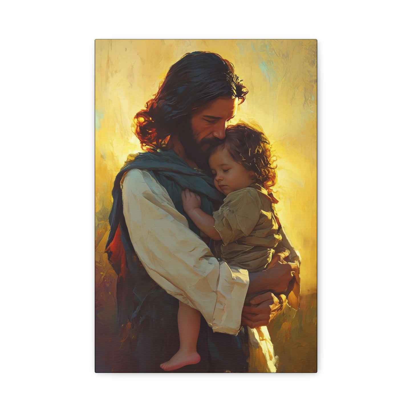 Divine Protector of the Innocent - Christ and Child - Museum Wrapped Canvas - Print - Religious Art for your Home - Christian art print