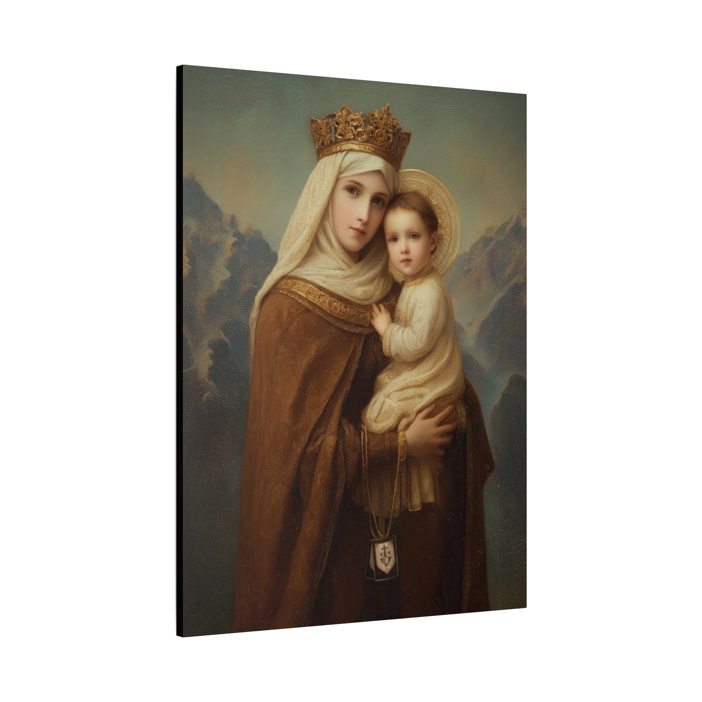 A Cord Between Heaven and Earth - Our Lady of Mount Carmel Wrapped Canvas Print - Multiple Sizes - Catholic Home art Matte Canvas, Stretched