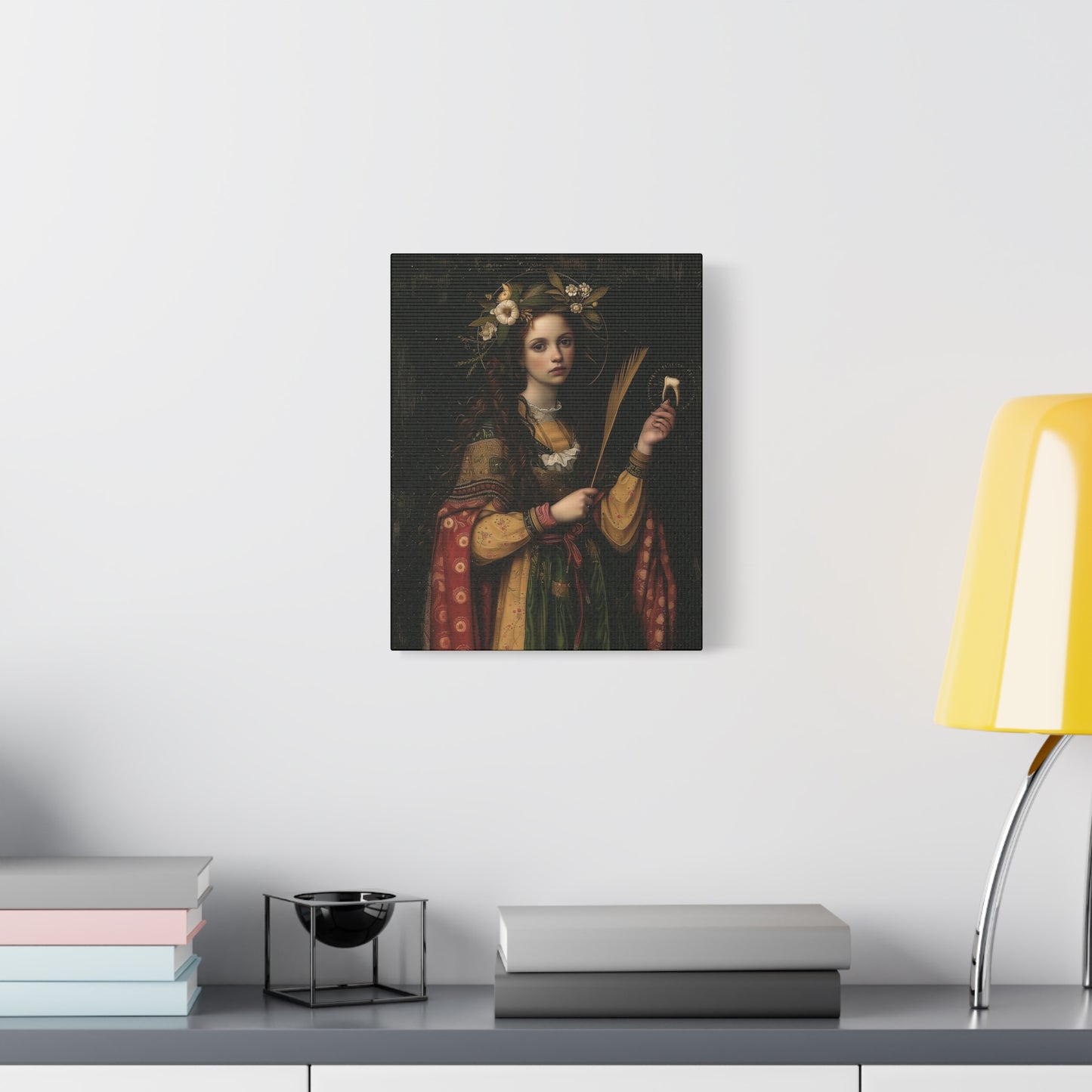Saint Apollonia - Museum Wrapped Canvas - Print - Religious Art for your Home - Catholic art print - prayer room art
