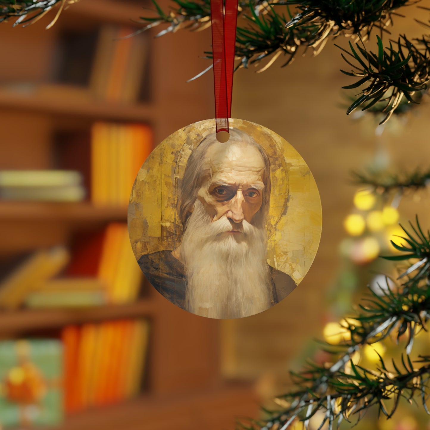 Saint Athanasius the Athonite Metal Ornament - Religious Holiday Christmas Ornament and Keepsake - Catholic Religious Keepsake