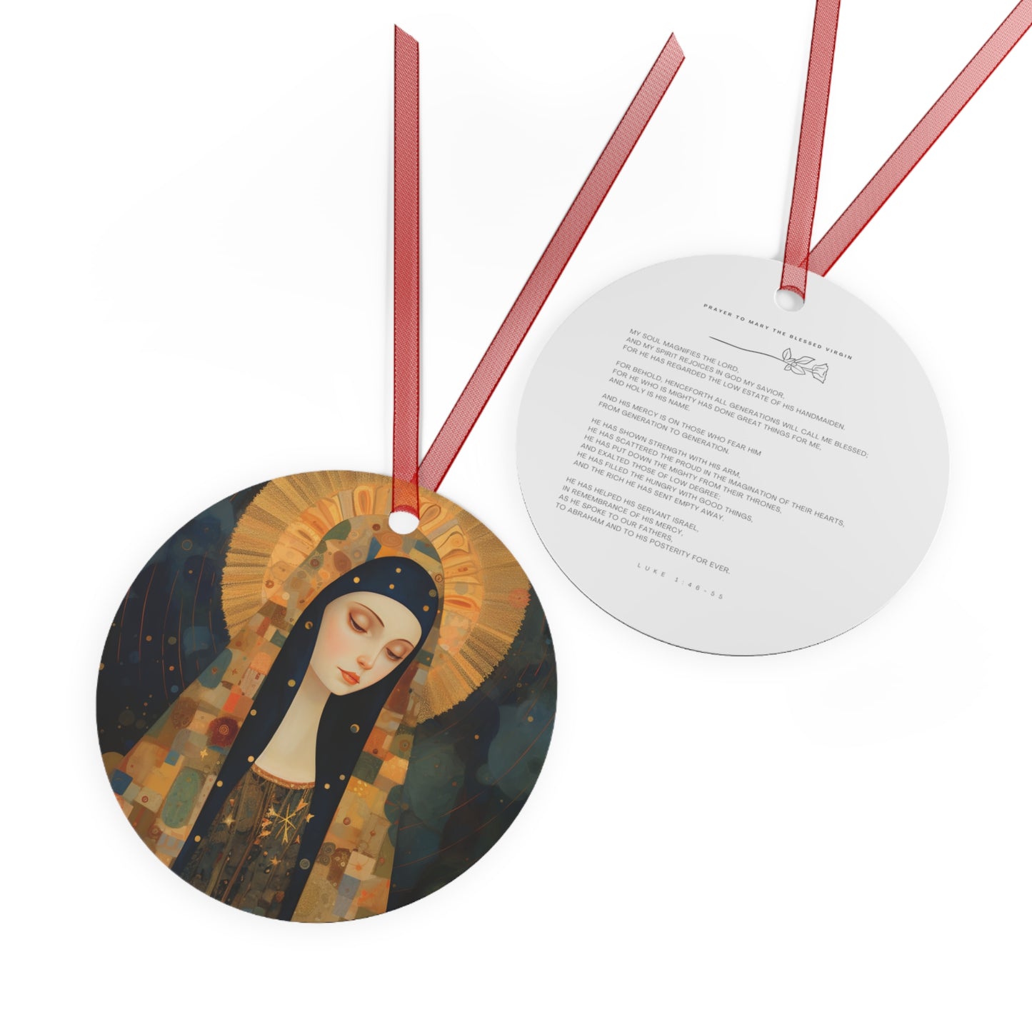 The Eternally Beloved: Mary in Art Metal Ornament - Religious Holiday Christmas Ornament and Keepsake - Double sided