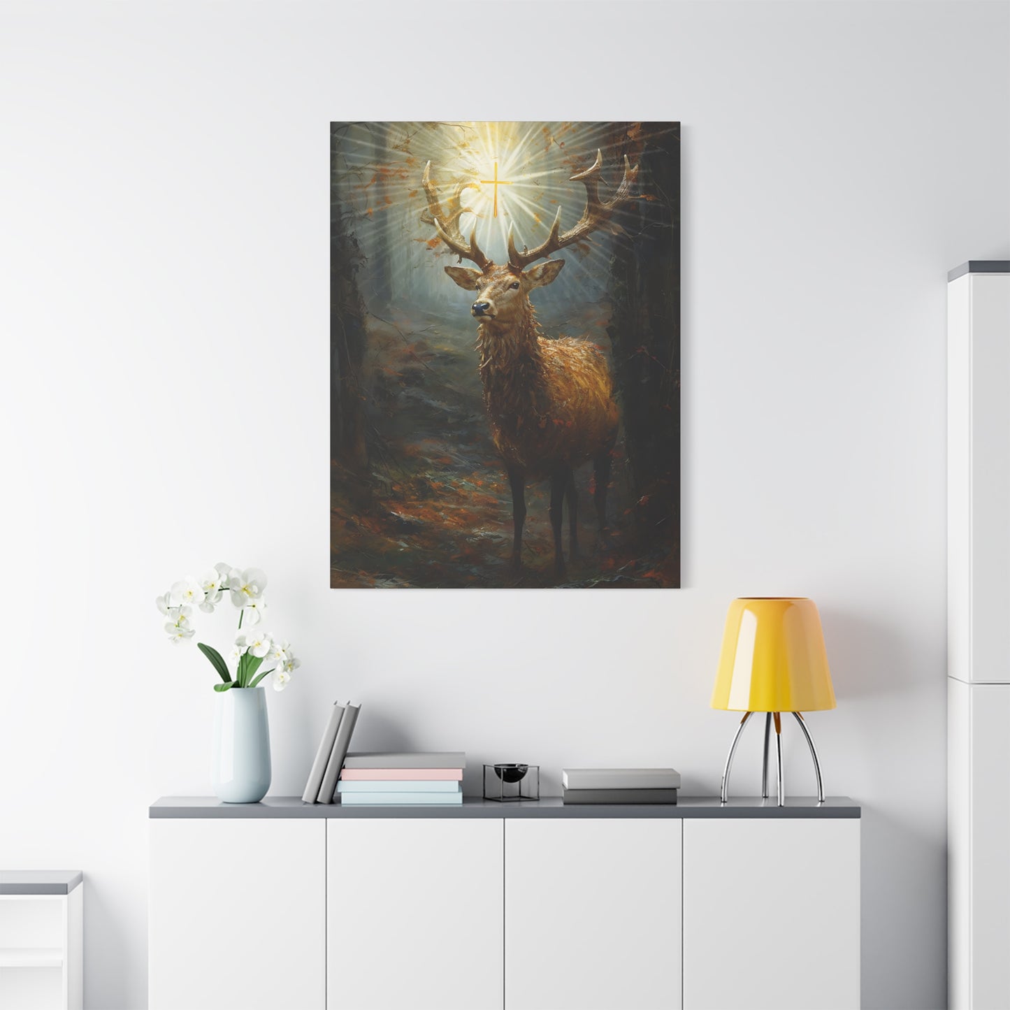 The Stag of Saint Hubert / Saint Hubertus Stag - Museum Wrapped Canvas - Sanctified Souls Print - Religious Art for your Home