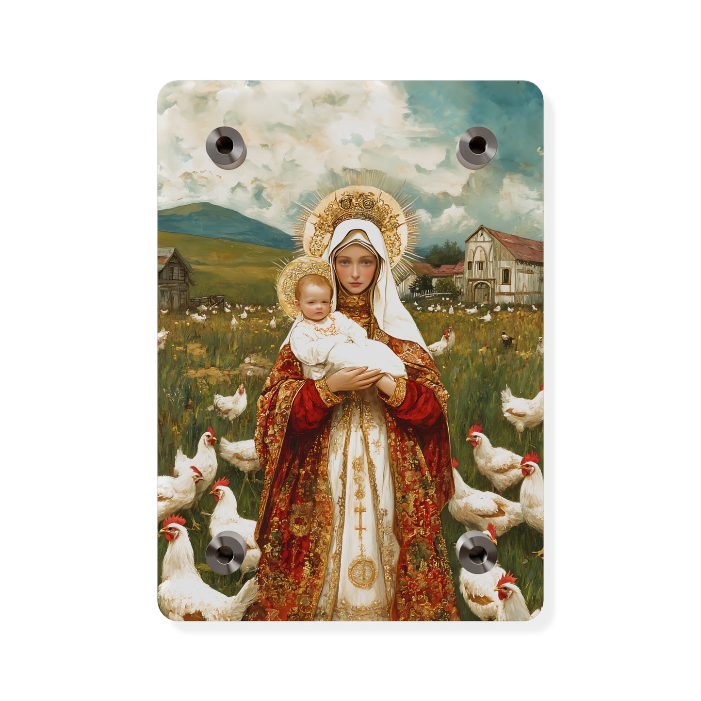 Our Lady of the Hens Acrylic Wall Art Panel - Ready to Hang Acrylic Print - Catholic Saint Art