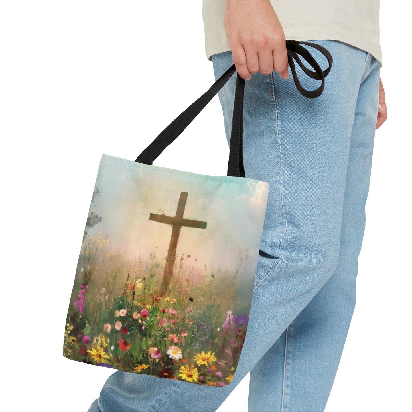 The Cross That Called the Earth to Life Tote Bag - Large Medium Small Faith Art Bag - Catholic Faith Purse - Double Sided