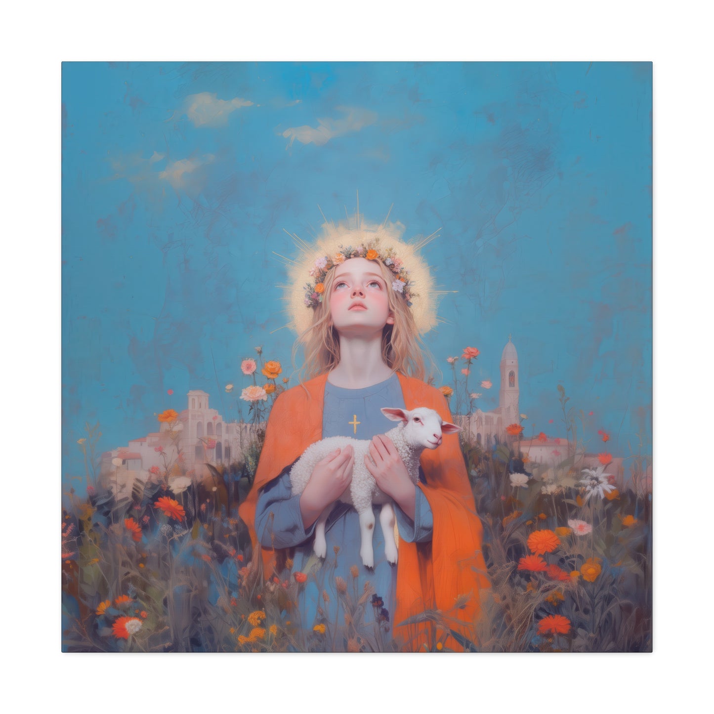 Saint Agnes of Rome - Museum Wrapped Canvas - Sanctified Souls Print - Religious Art for your Home - Catholic Patron Saint Art