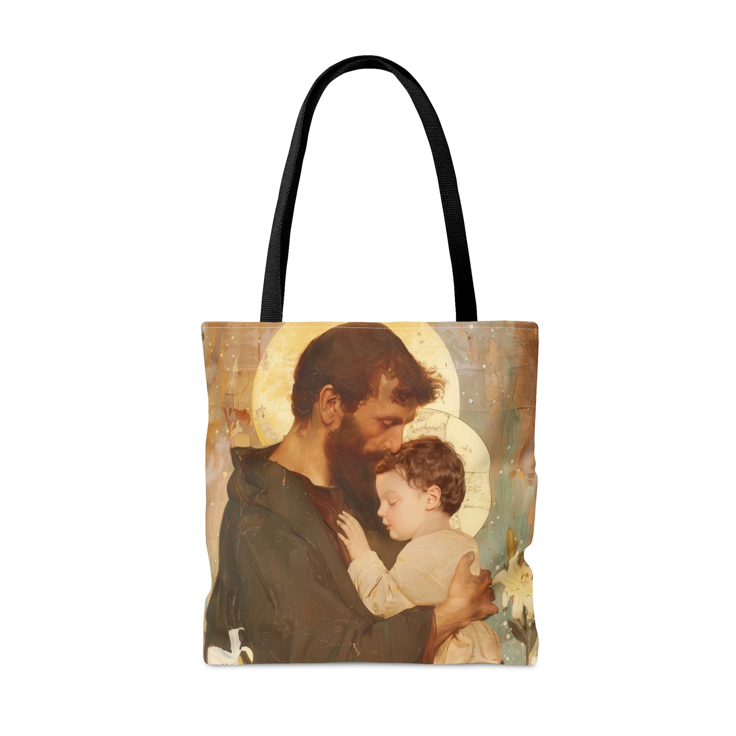 Saint Joseph and Jesus Tote Bag - Large Medium Small Faith Art Bag - Catholic Faith Purse - Double Sided - Religious Art - Christ Child