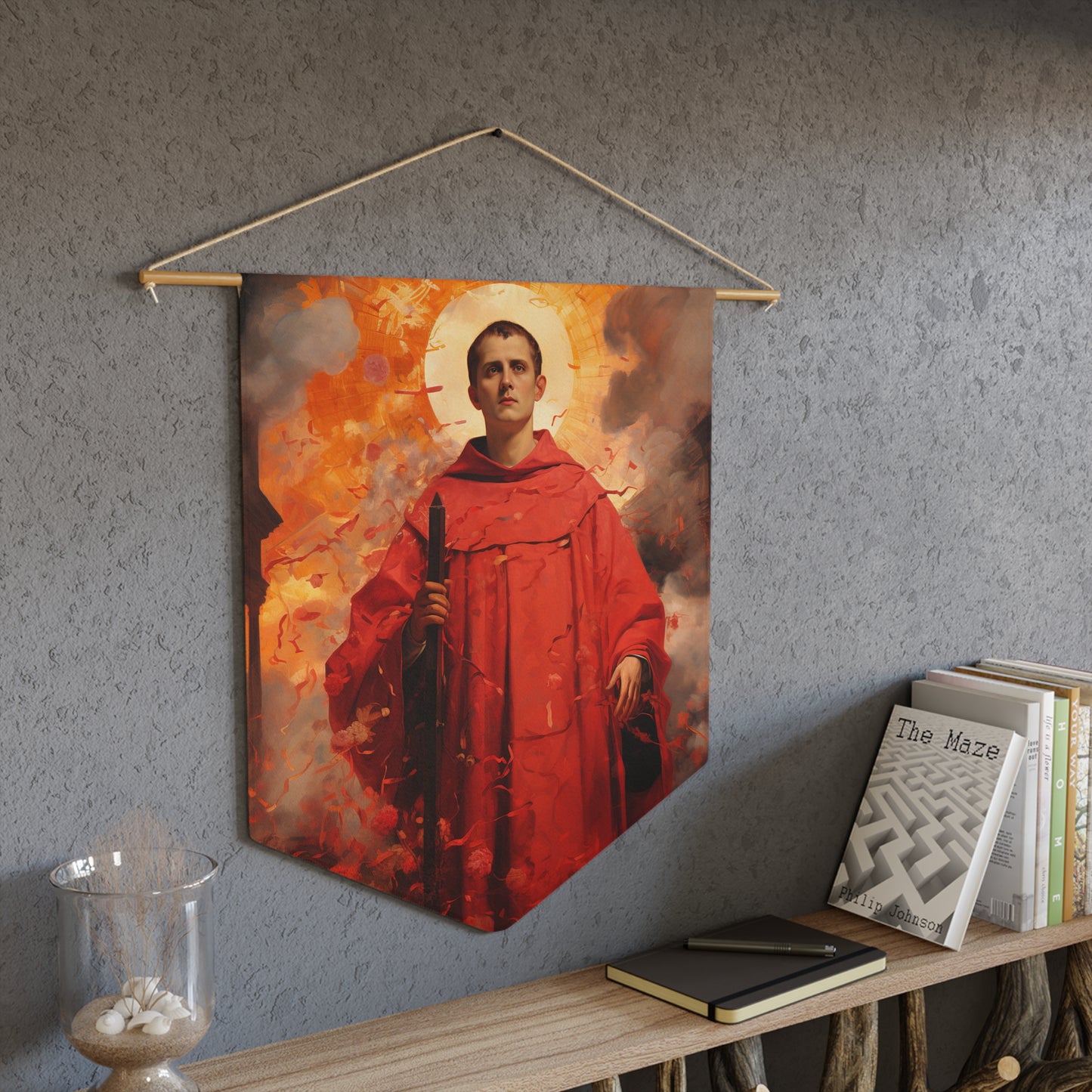 Saint Lawrence Wall Banner / Wall Hanging - Unique Religious Art for your home - Prayer room - Catholic Home Art - 18" x 21"