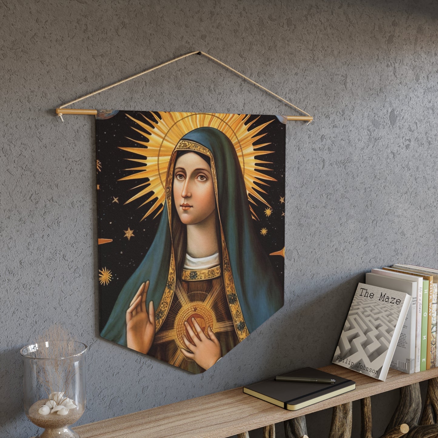 Saint Clare of Assisi Wall Banner / Wall Hanging - Catholic Home Art - Large Saint Art for your home - 18" x 21"